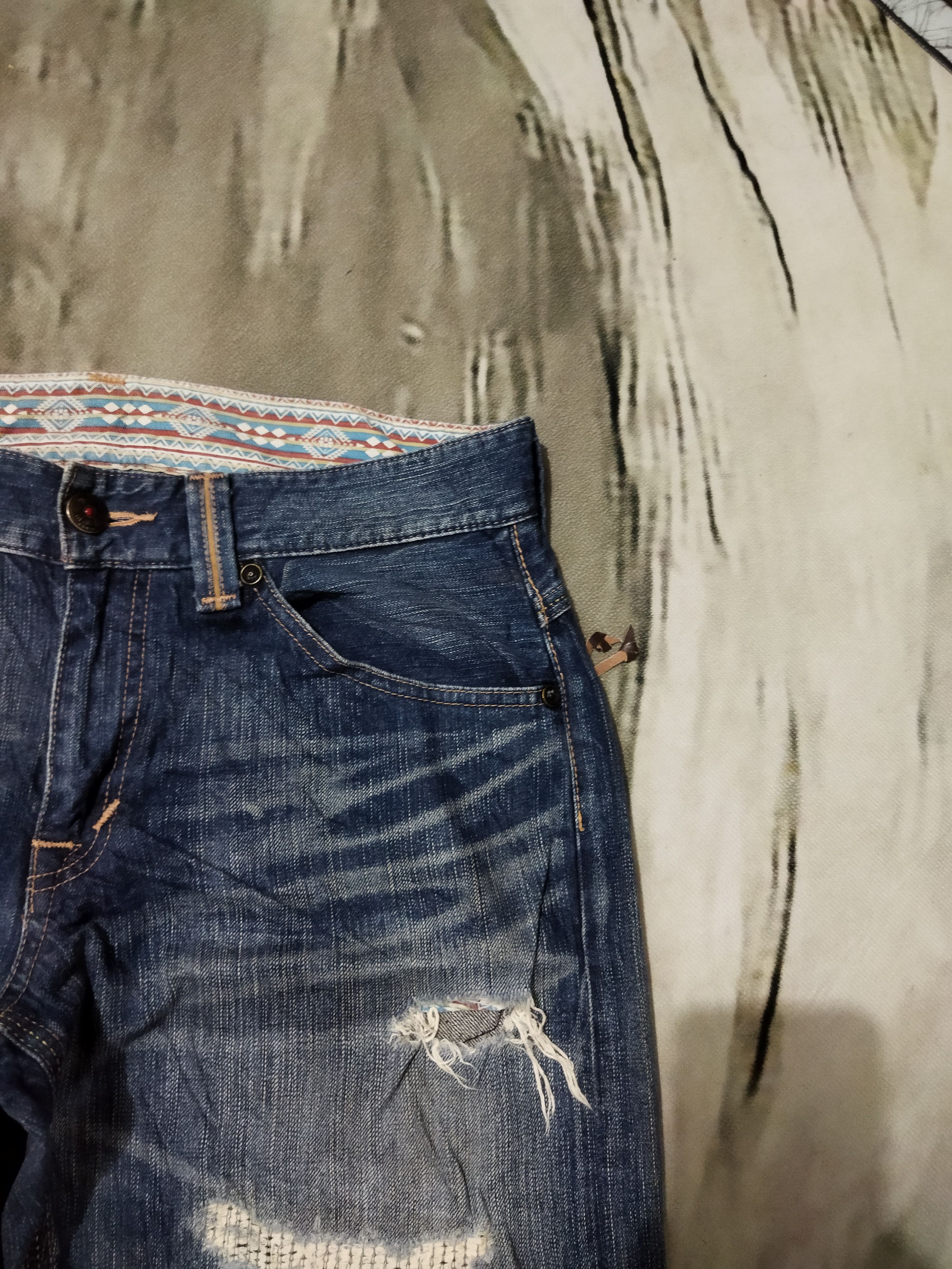 Edwin VINTAGE EDWIN 444XVS DISTRESSED FADED BLUE JEANS PANTS Size US 33 - 5 Thumbnail