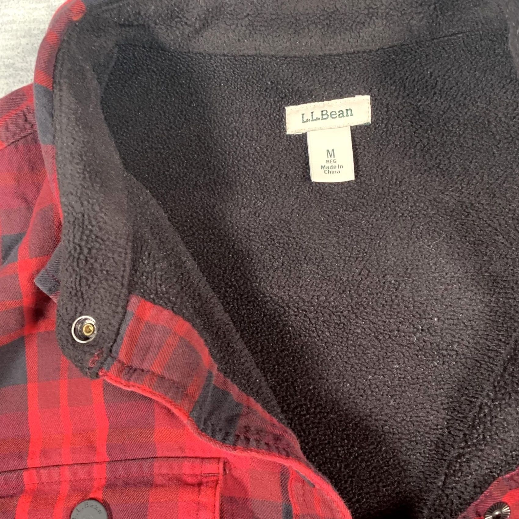 Vintage LL Bean Jacket Mens Medium Red Plaid Fleece Lined Snap Front Outdoor Workwear Size US M / EU 48-50 / 2 - 7 Thumbnail