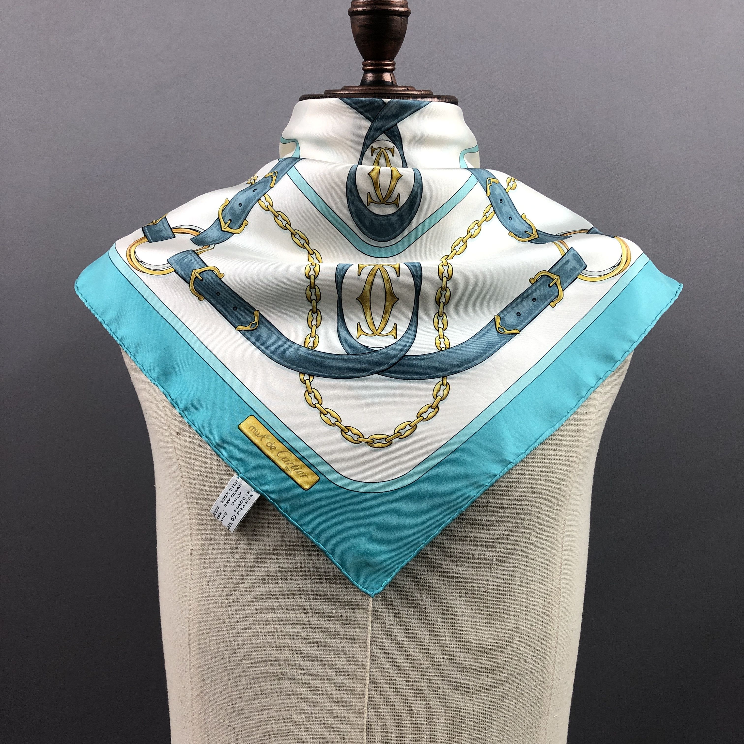 Cartier × Vintage Vintage Cartier SILK Scarf Twill Stole Wraps Scarves Size ONE SIZE - 2 Thumbnail
