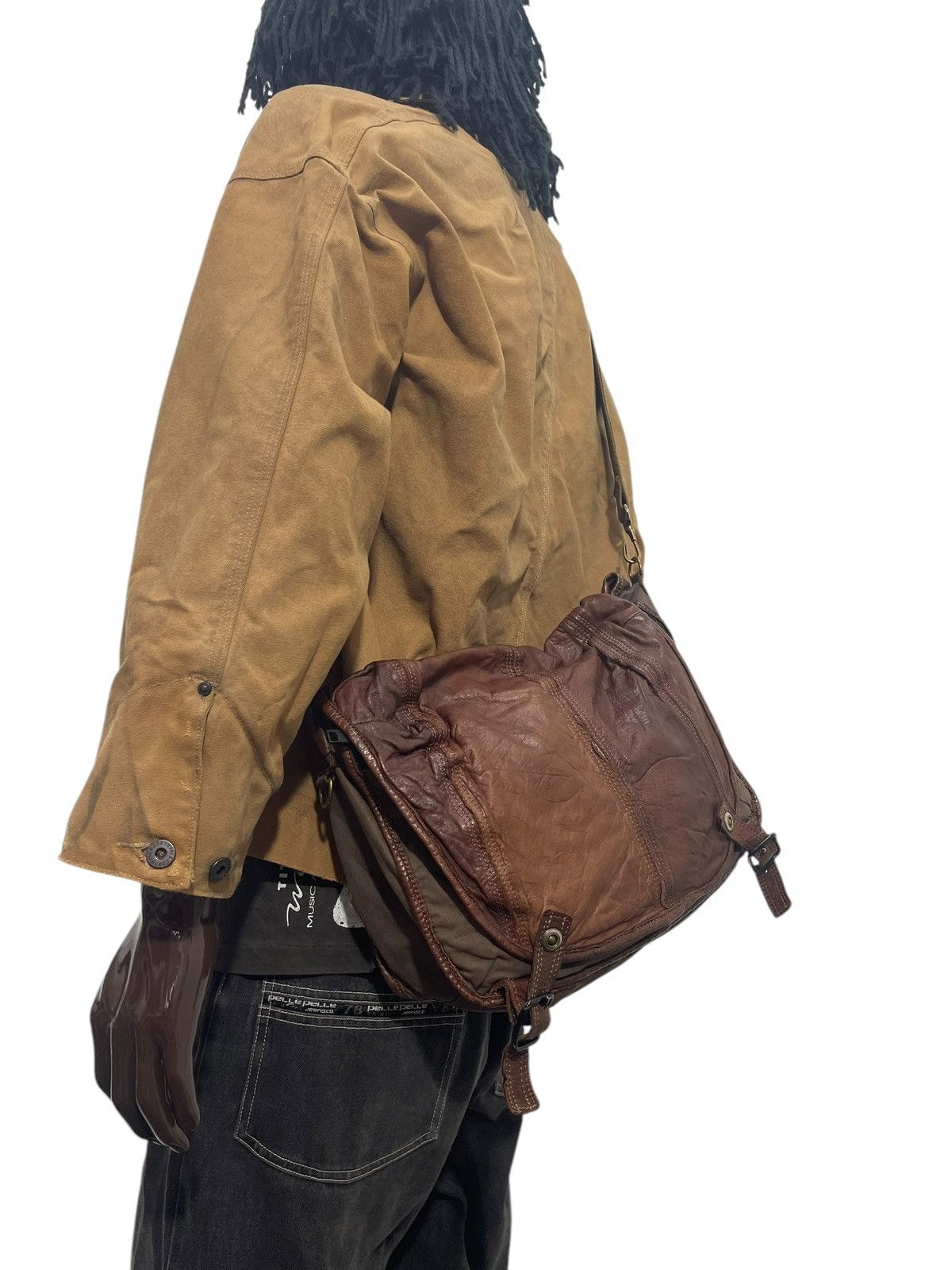 Japanese Brand Leather Patina Cotton Vtg Zer Japan Messenger Bag 1🟩3 Size ONE SIZE - 4 Thumbnail