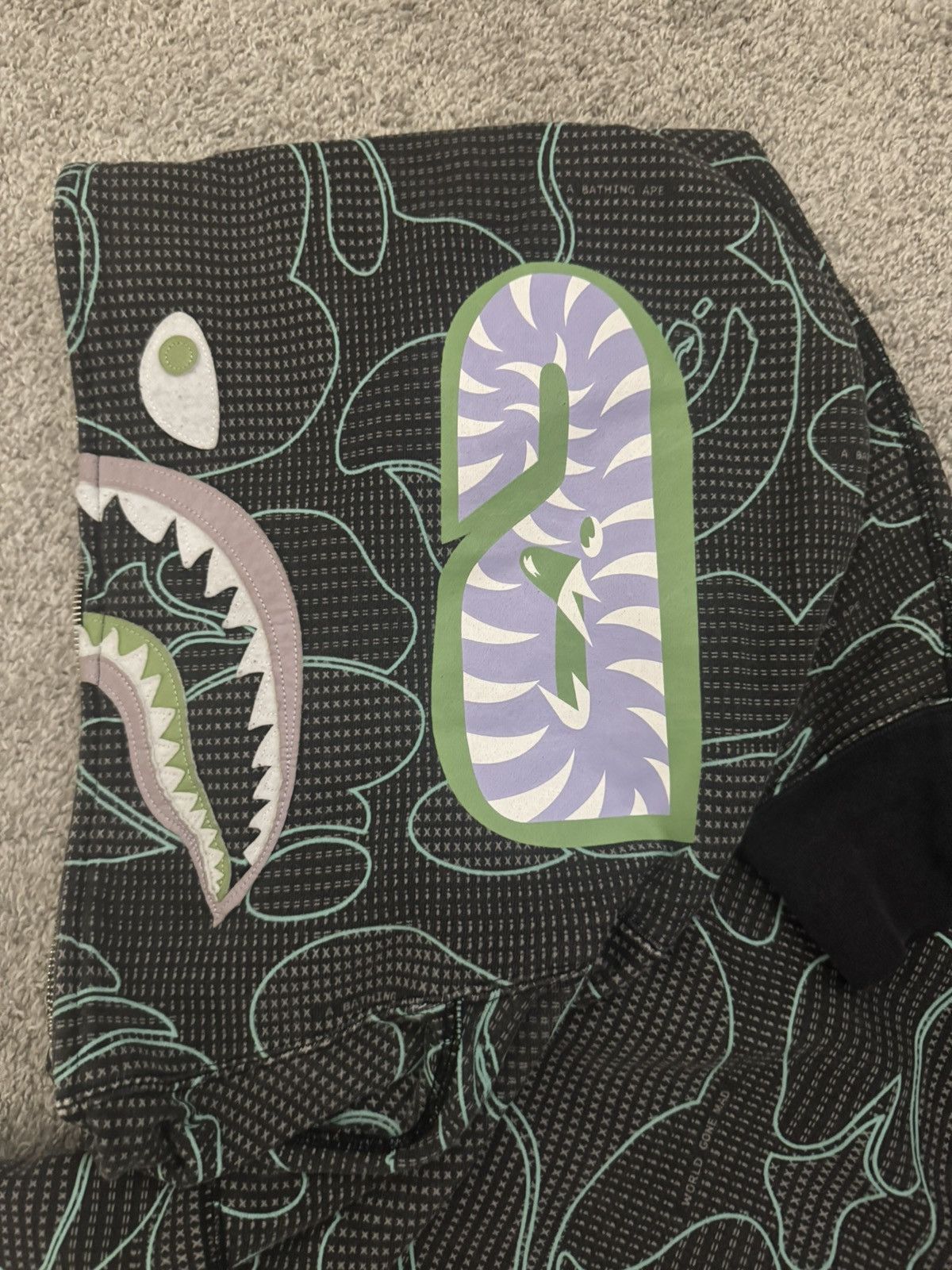 Bape BAPE Text Code Camo Shark Full Zip Hoodie Size US L / EU 52-54 / 3 - 4 Thumbnail