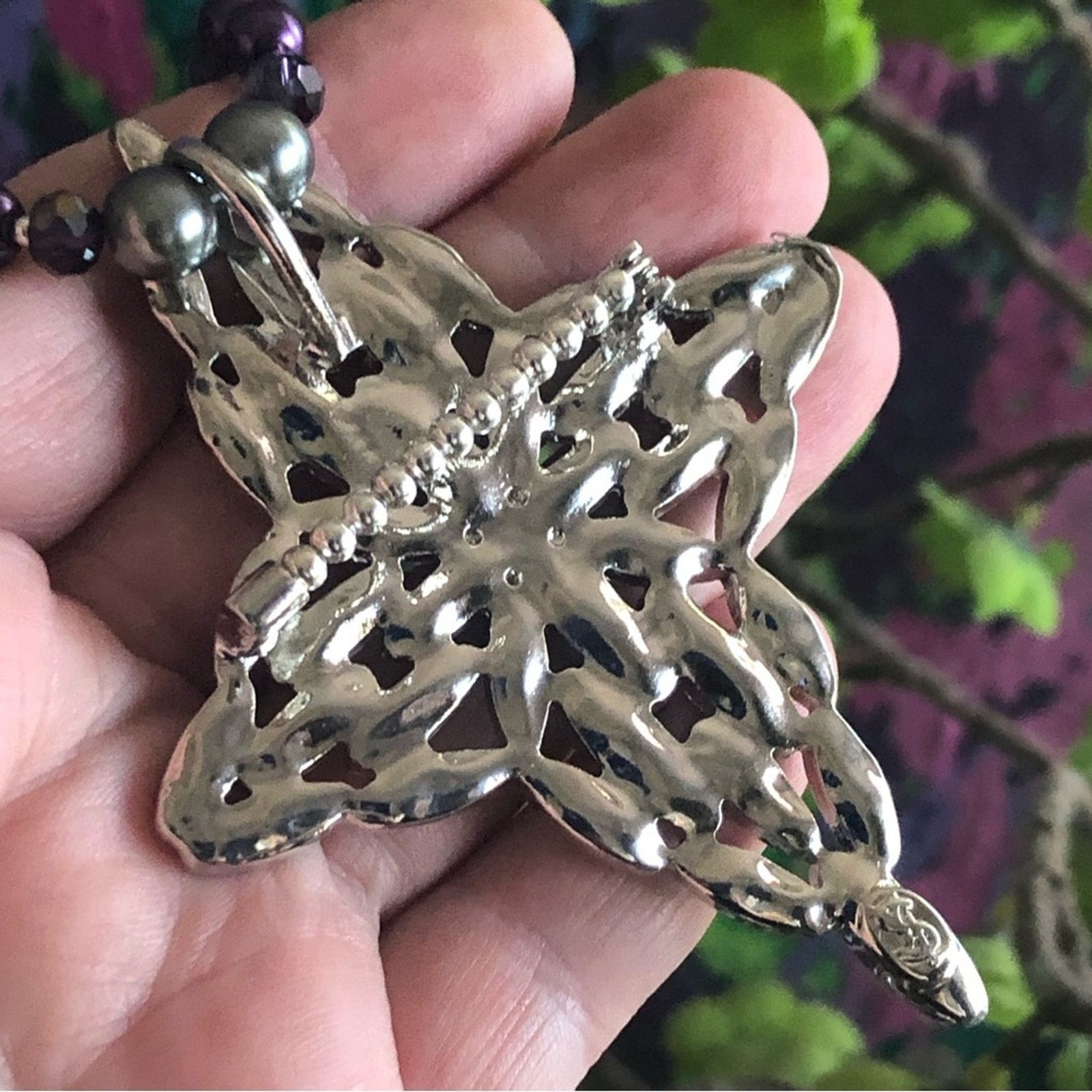 Handmade Handcrafted repurpose marquis stone cross Pearl necklace Size ONE SIZE - 10 Thumbnail