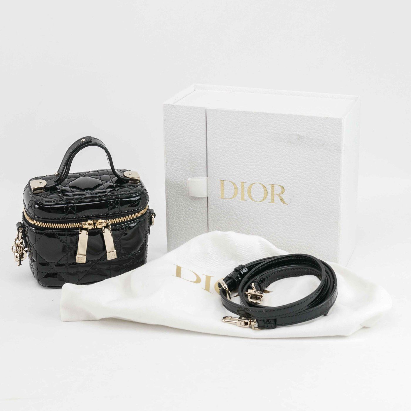 CHRISTIAN DIOR Lambskin Cannage Micro Lady Dior Vanity Case