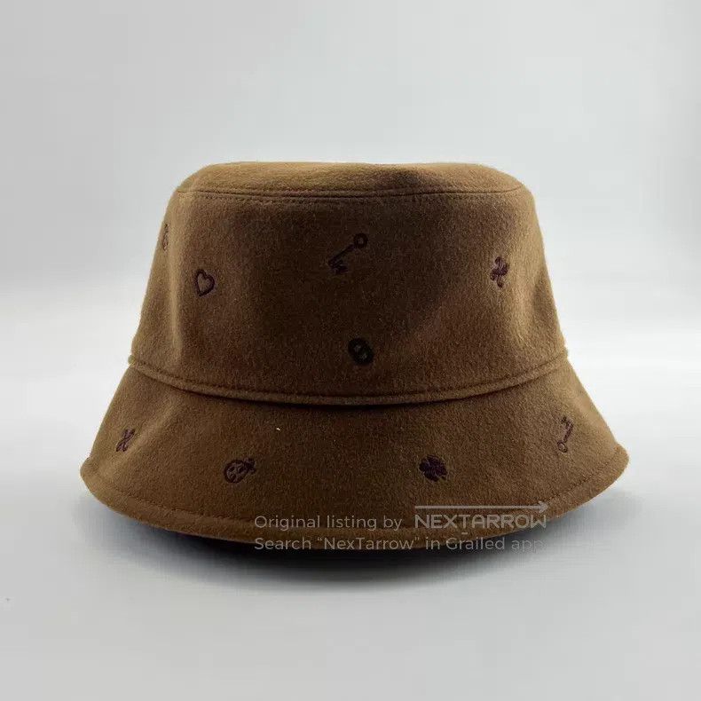 Hermes Hermes size 57 Brown Embroidered Cashmere Fisherman's Hat Size ONE SIZE - 1 Thumbnail