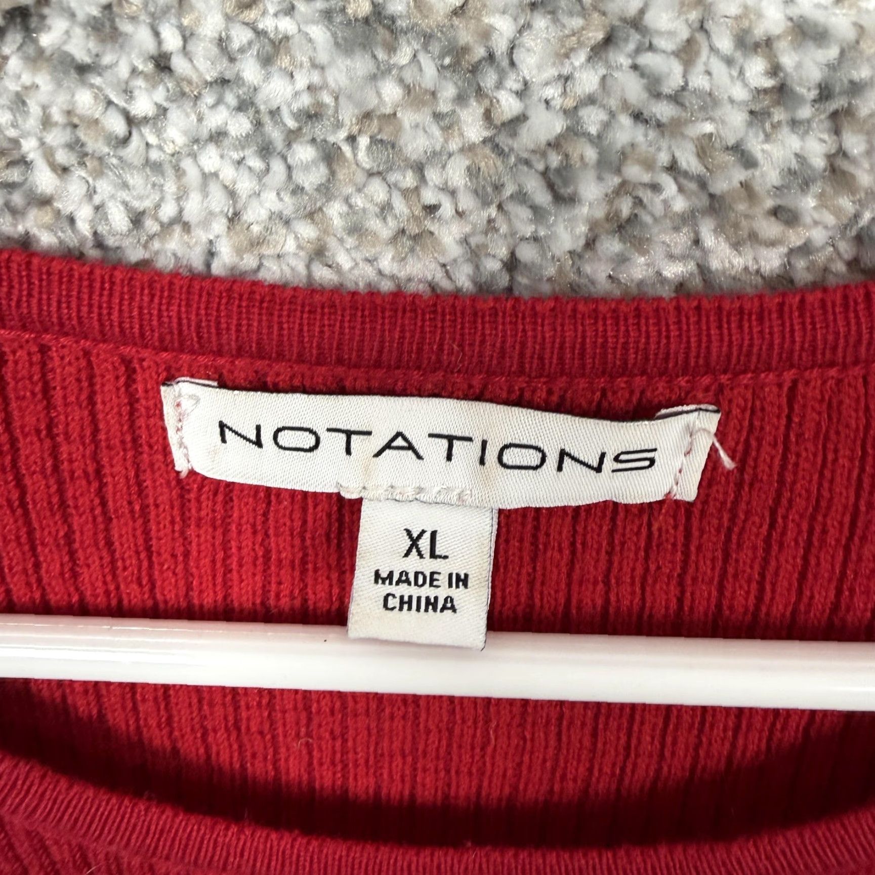 Vintage Notations Sweater Red Womens XL Tunic Knit Rhinestone Holiday Normcore Layering Size XL / US 12-14 / IT 48-50 - 5 Thumbnail