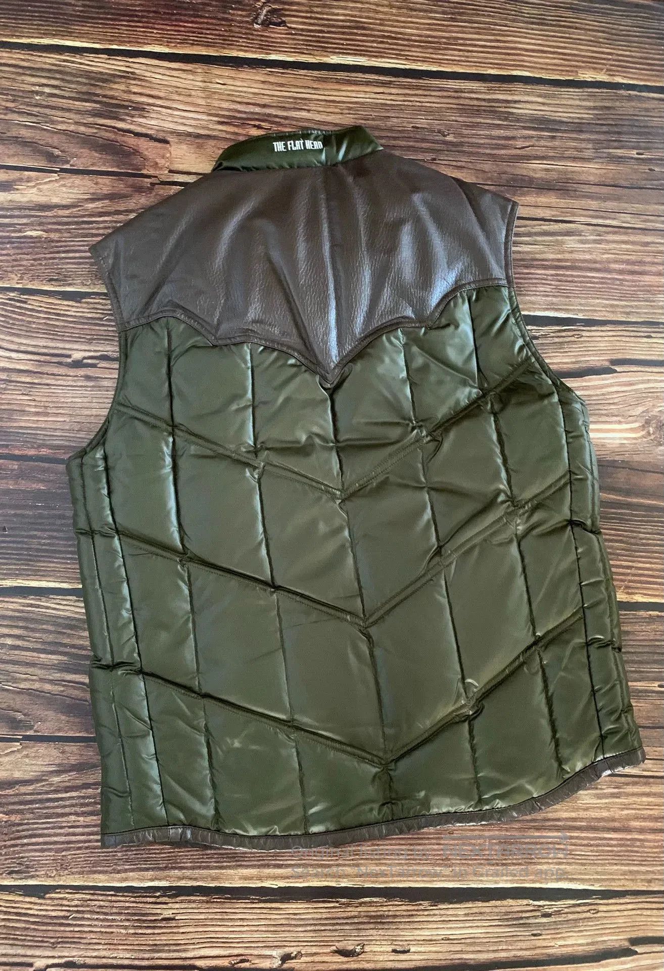 Japanese Brand green puffer vest with leather accents. Size US L / EU 52-54 / 3 - 2 Thumbnail