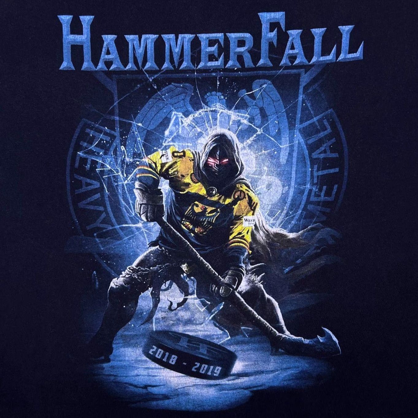 Fruit Of The Loom HammerFall Hector 93 Power Heavy Metal Music Band Black T-Shirt XL Mens Shirt Short Sleeve Logo Print Front Back 2000s HT88 Size US XL / EU 56 / 4 - 3 Thumbnail