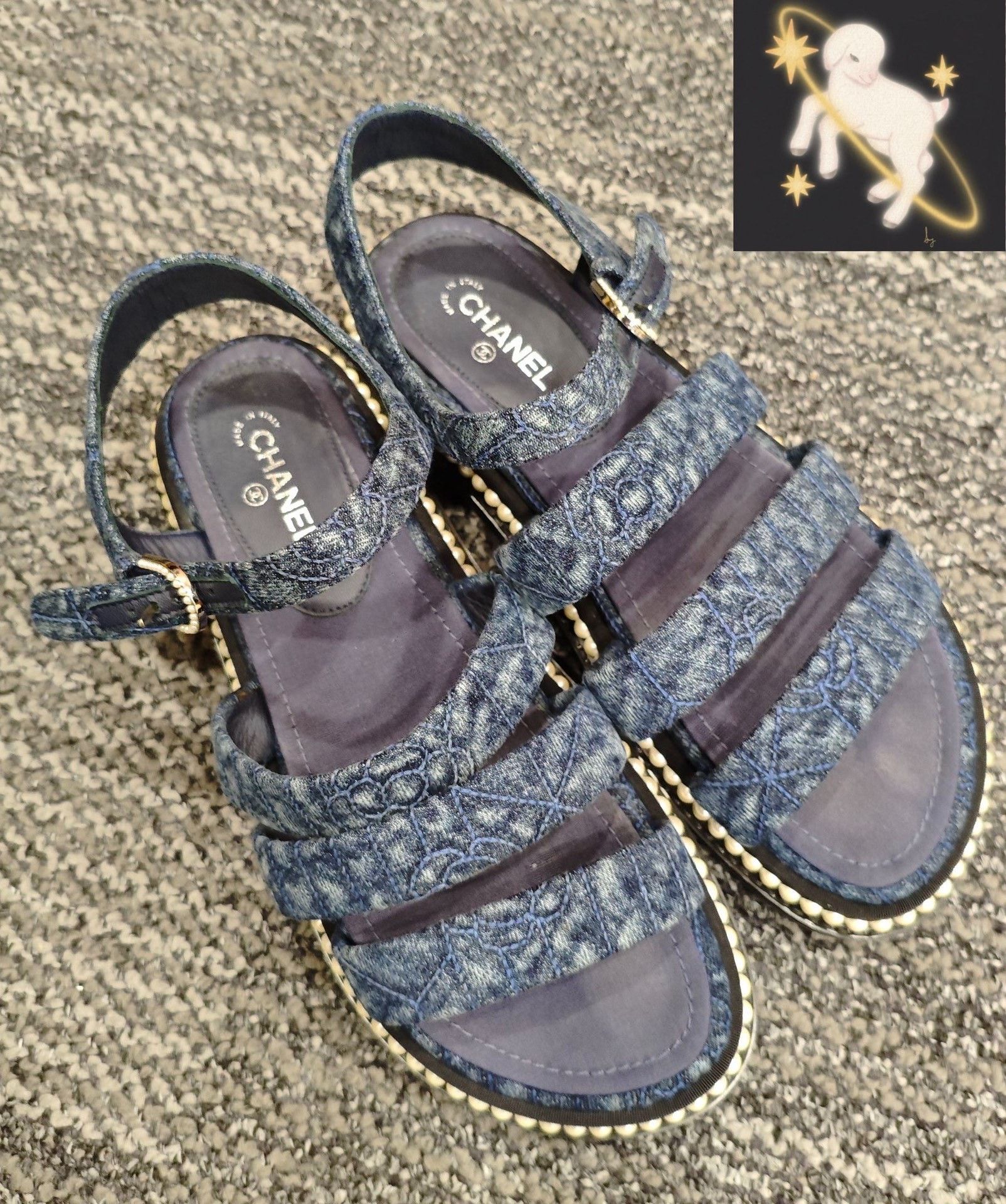 Chanel Chanel Denim Blue Sandals 37 Women Size US 6.5 / IT 36.5 - 1 Thumbnail