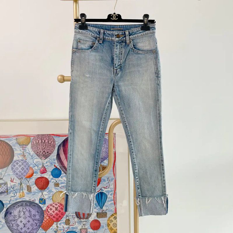 Yves Saint Laurent YSL Light Blue Cotton Women's Jeans 0089 Size 23" - 1 Thumbnail