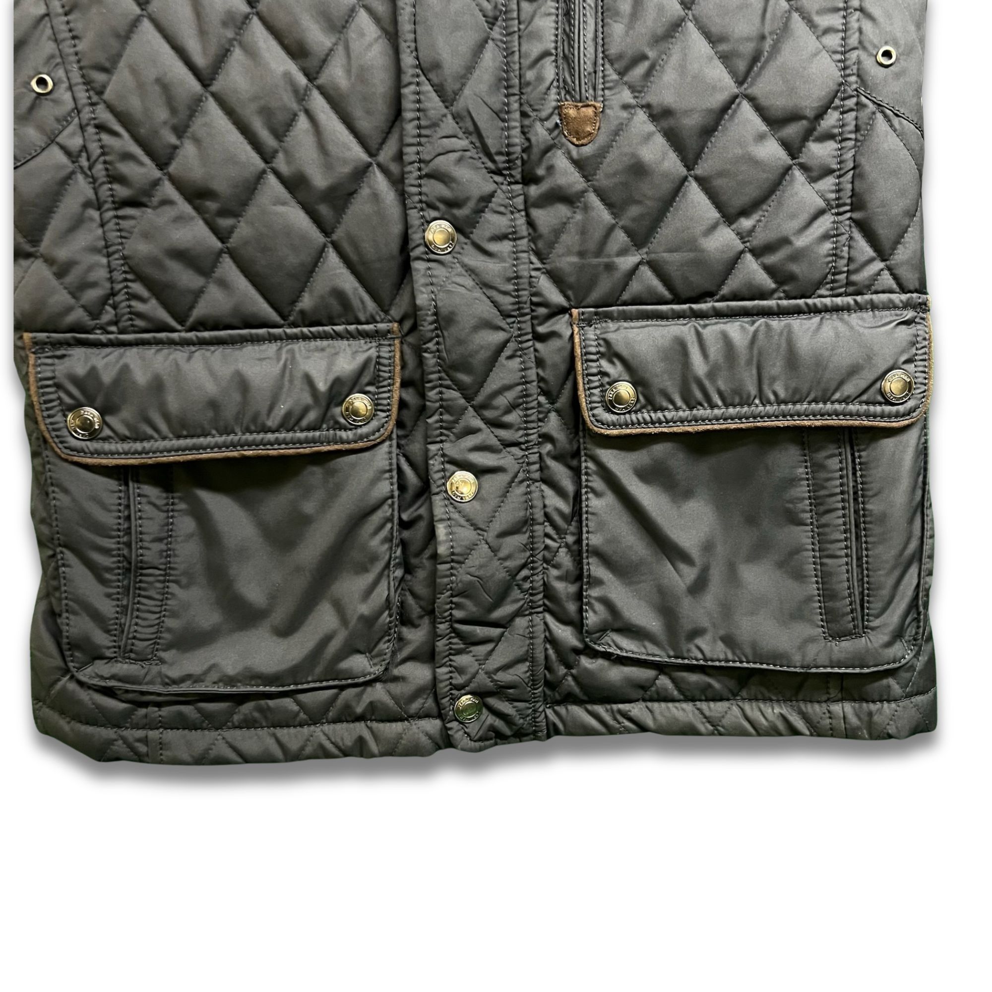 Zara ZARA Man Black Quilted Vest With Brown Suede Accents Snap Po Size US M / EU 48-50 / 2 - 4 Thumbnail