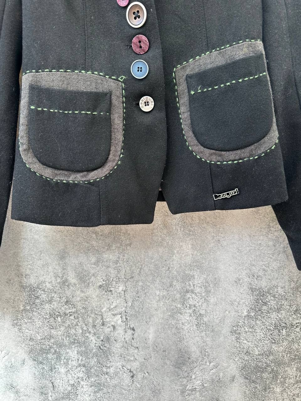 Desigual × Vintage Desigual Patchwork Wool Blazer with Graphic Lining Size XS / US 0-2 / IT 36-38 - 8 Thumbnail