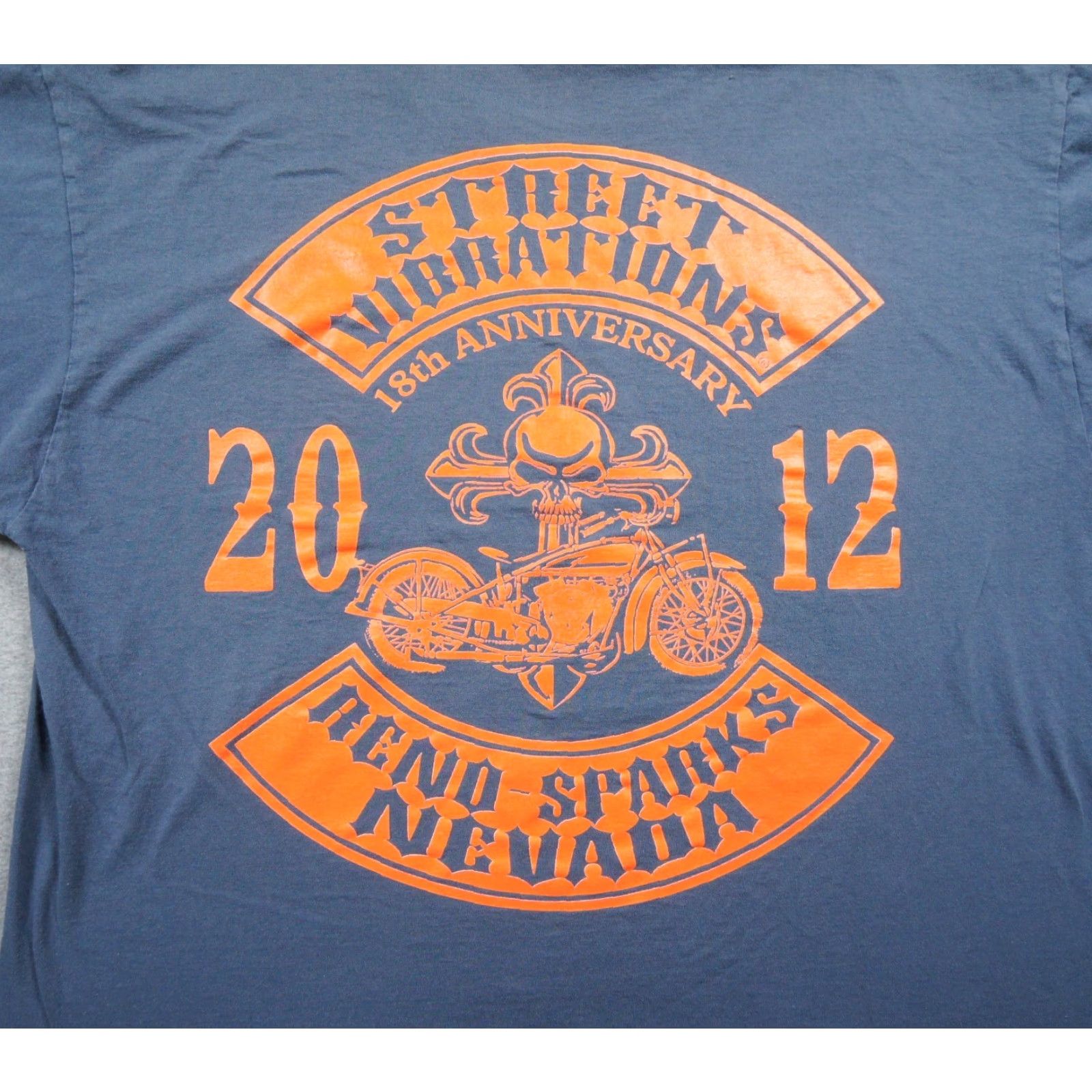 Fruit Of The Loom Street Vibrations Shirt Mens XL Blue Motorcycle Tee Reno Nevada Biker 2012 Fruit of the Loom T-Shirt Size US XL / EU 56 / 4 - 2 Thumbnail