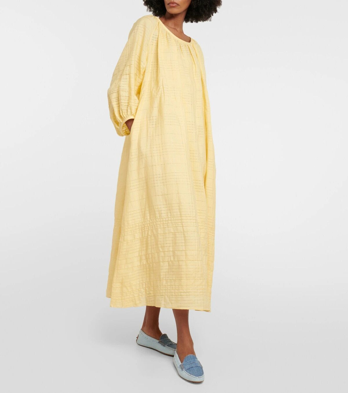 Loro Piana o1srvl11e0824 Medea Needle Midi Dress in Yellow Size S / US 4 / IT 40 - 2 Thumbnail
