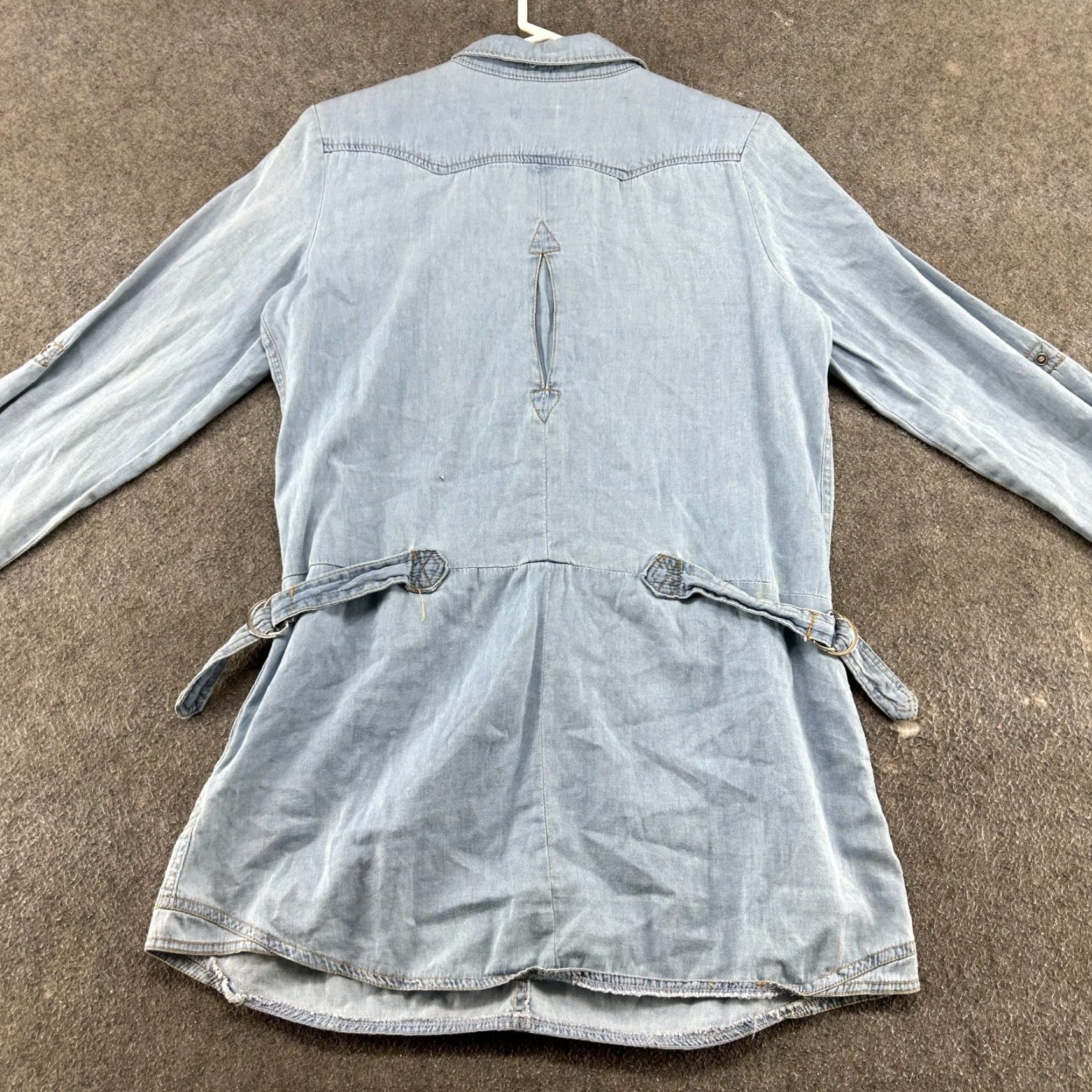 Vintage VINTAGE Wet Seal Dress Womens L Blue Denim Long Maxi Pearl Snap Long Sleeve Y2K Flower 90s Aztec Shirt Dress Mens? Womens Size L / US 10 / IT 46 - 5 Thumbnail