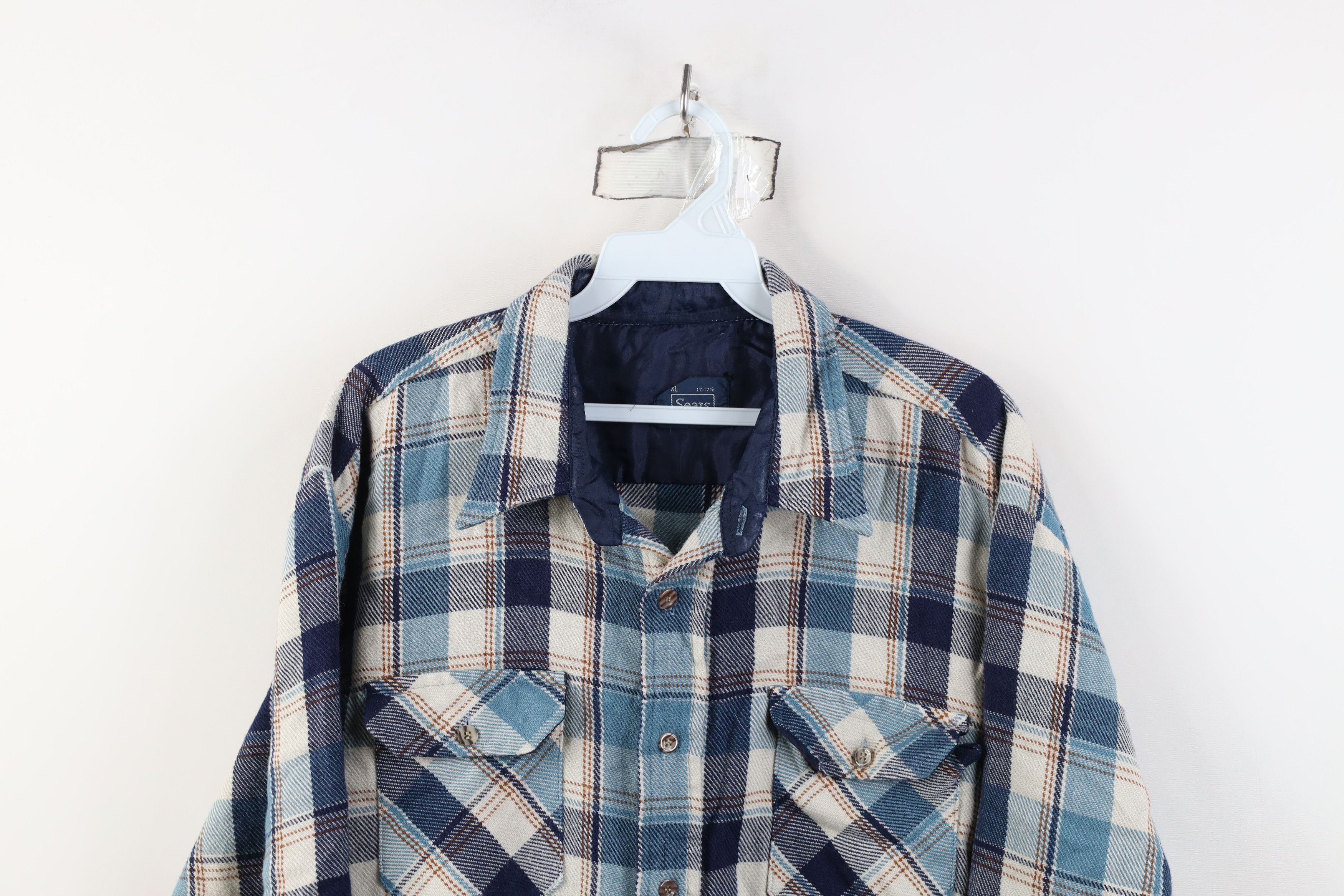 Vintage Vintage 70s Streetwear Flannel Knit Collared Button Shirt Size US XL / EU 56 / 4 - 2 Thumbnail