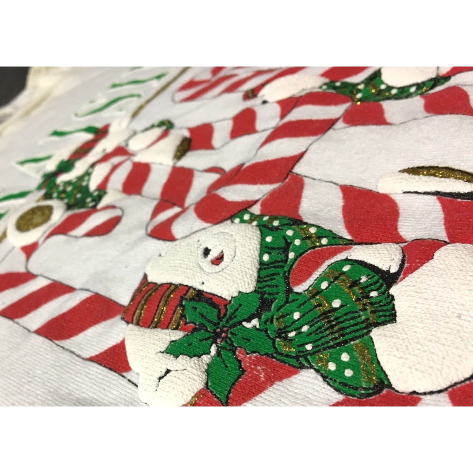 Vintage VINTAGE Christmas Bears Candy Cane Sweatshirt L Adults White 90s 80s USA Ross Sportswear Men Pullover Cartoon Holiday Art Christmas Bears Size US L / EU 52-54 / 3 - 3 Thumbnail