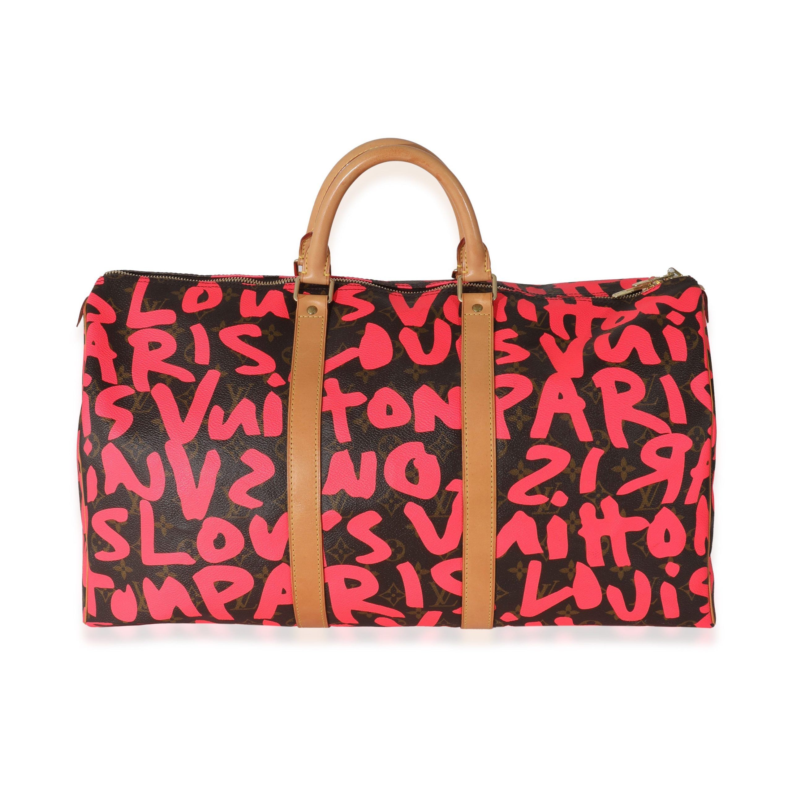 image of Louis Vuitton X Stephen Sprouse Pink Monogram Graffiti Keepall 50, Women's