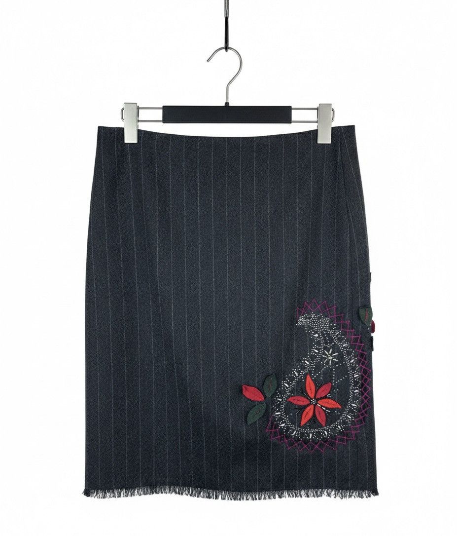 Max Mara Sportmax by Max Mara Wool Pinstripe Skirt US 10 Paisley Size 32" / US 10 / IT 46 - 1 Thumbnail