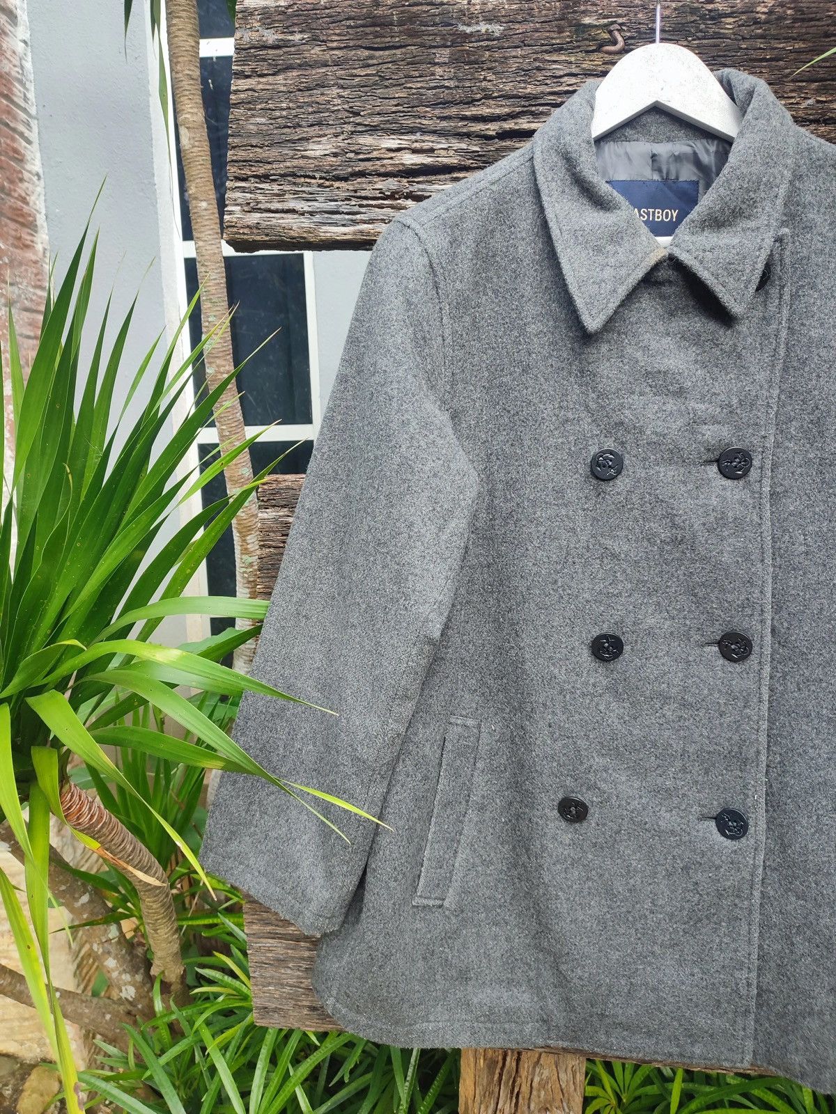 Japanese Brand EASTBOY Japanese Wool Blend Peacoat – Grey Double-Breasted Size US M / EU 48-50 / 2 - 4 Thumbnail
