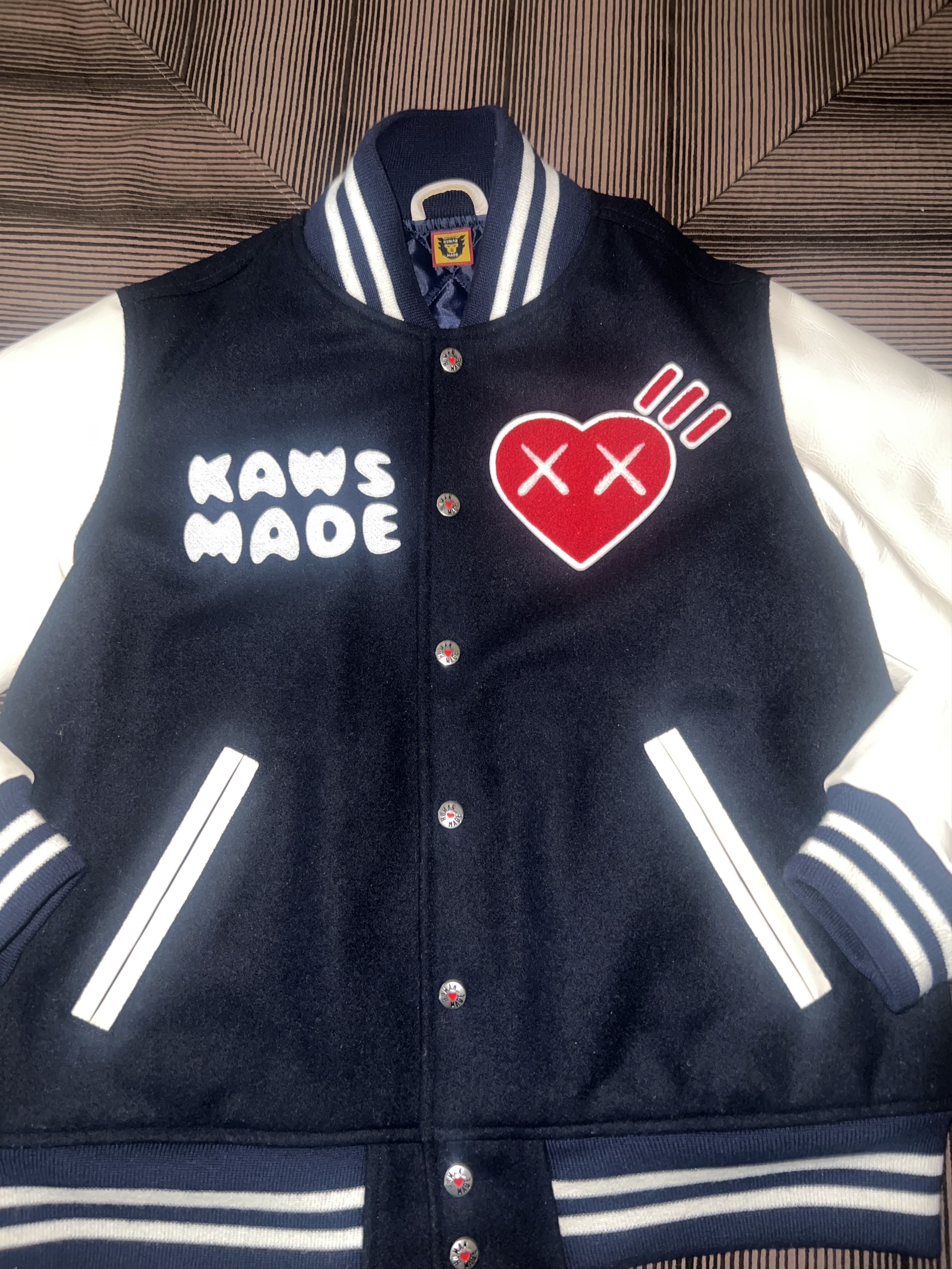 Human Made KAWS x Human Made Varsity Jacket | Grailed