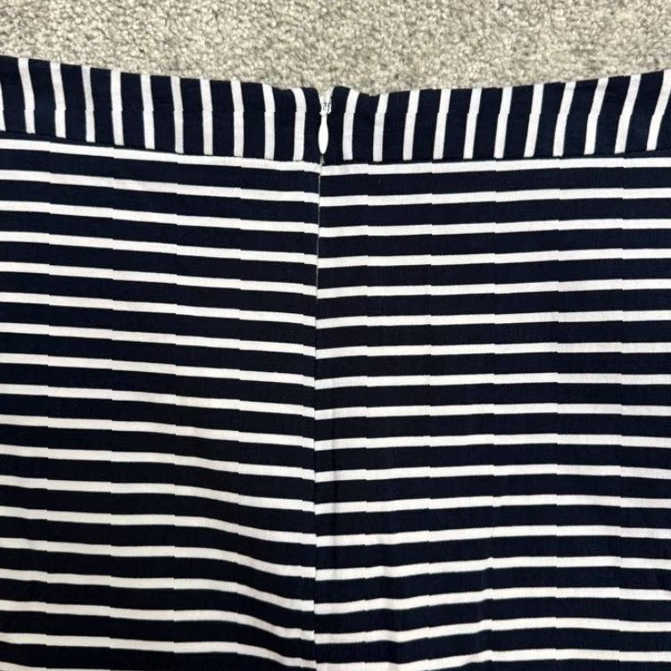Vintage Margaret M Skirt Knee Length Pencil Womens Large Navy White Striped Work Casual Size 36" / US 14 / IT 50 - 4 Thumbnail
