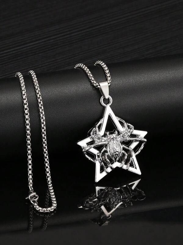 Jewelry x Vintage Gothic Spider Y2K Necklace Chain in Silver, Men's