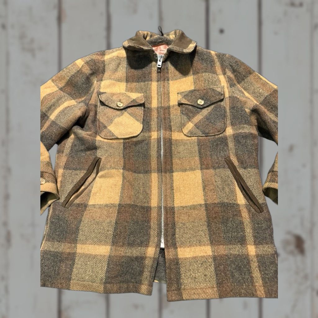 Vintage VINTAGE Woolrich Wool Blanket Fleece Lined Coat Jacket Plaid Wool Coat M Blue Mens 70s 3-in-1 Jacket Size US M / EU 48-50 / 2 - 1 Thumbnail