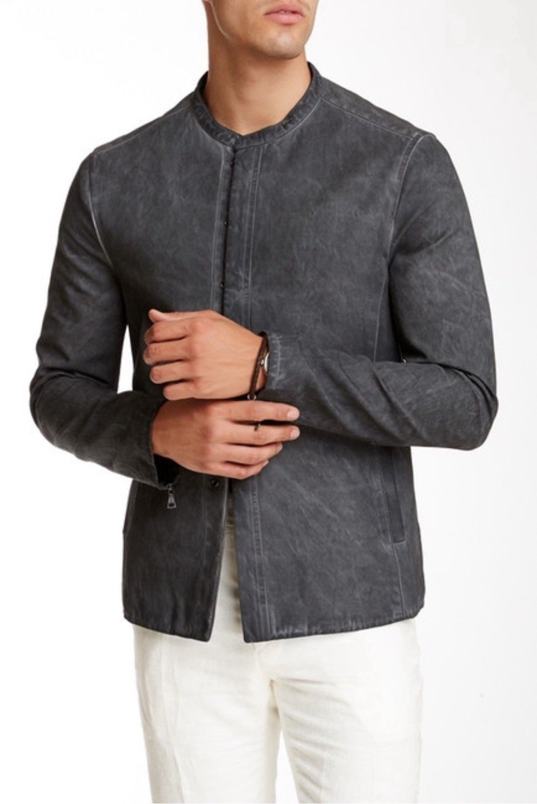 John Varvatos ohn Varvatos Cold Water Dye Hook & Bar Jacket Tailored Sz 40 Size 40S - 5 Thumbnail