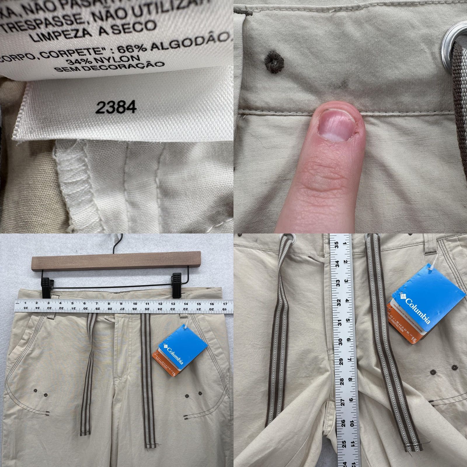 Vintage Columbia Capri Pants Womens S Beige Cotton Nylon NWT Casual Travel Workwear Pockets Drawstring Front Flat Front 18in Inseam Capris Size 28" / US 6 / IT 42 - 8 Thumbnail