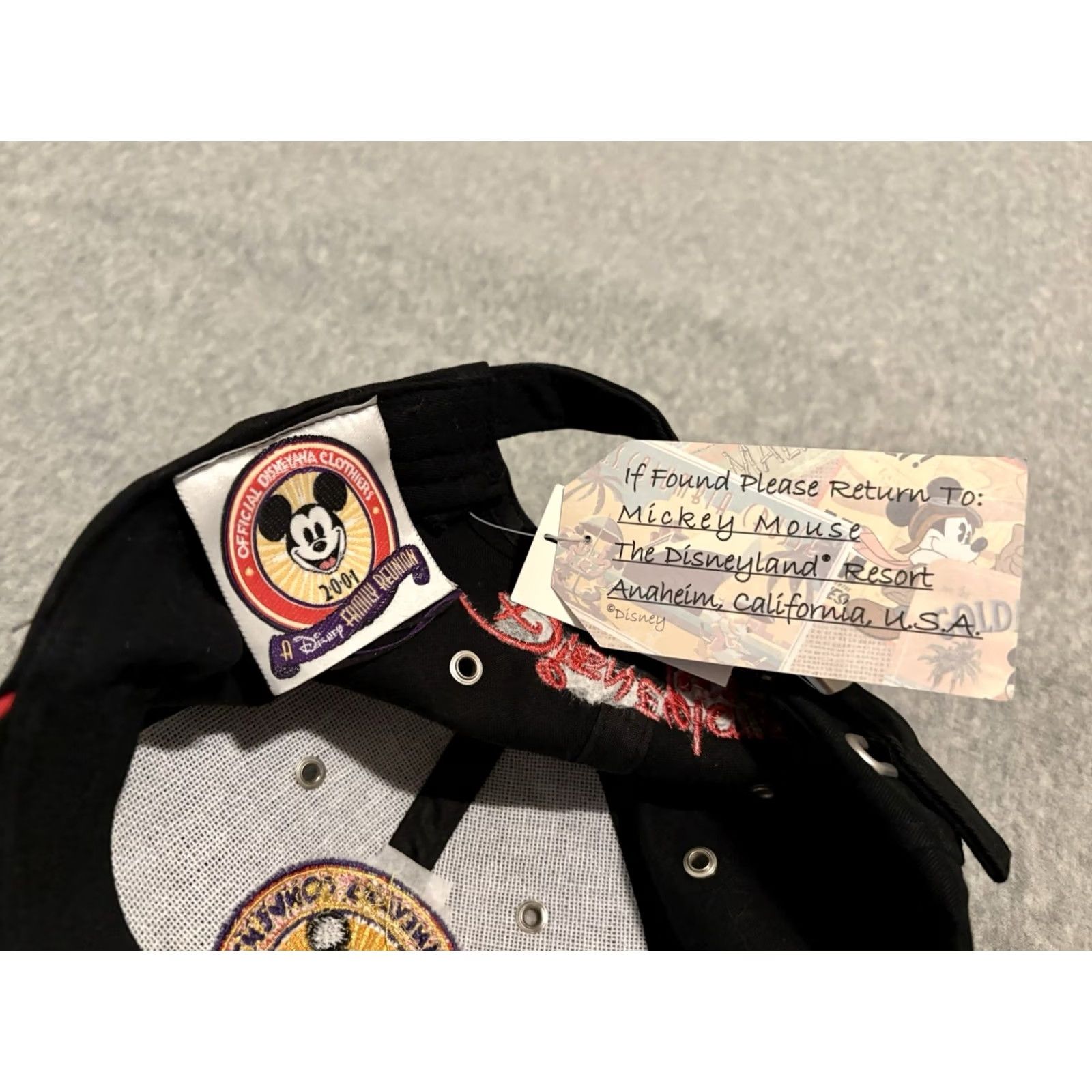 Disney VINTAGE Disney Disneyland Disneyana Convention Family Reunion Hat Cap NWT Mickey Mouse Black One Size Men Baseball Cap NWT Size ONE SIZE - 5 Thumbnail