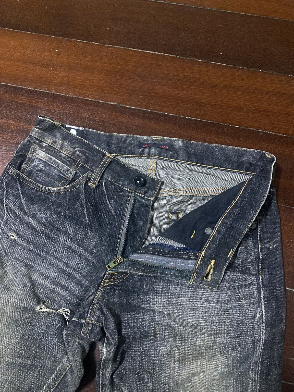 If Six Was Nine Fire BLUEWAY flare distressed mud wash dirty jeans Size US 31 - 18 Thumbnail