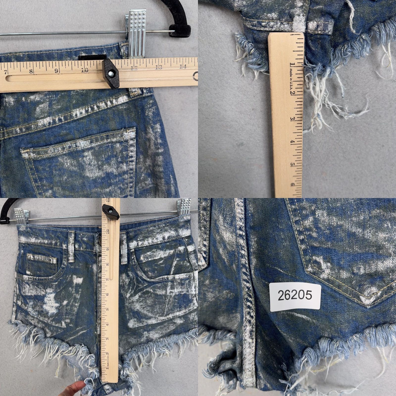 Vintage Hidden Jeans Shorts Womens Small Blue Metallic Distressed Cutoff Frayed Made USA - Slim Denim 5-Pocket Design Casual Summer Adults Womens Size 28" / US 6 / IT 42 - 8 Thumbnail