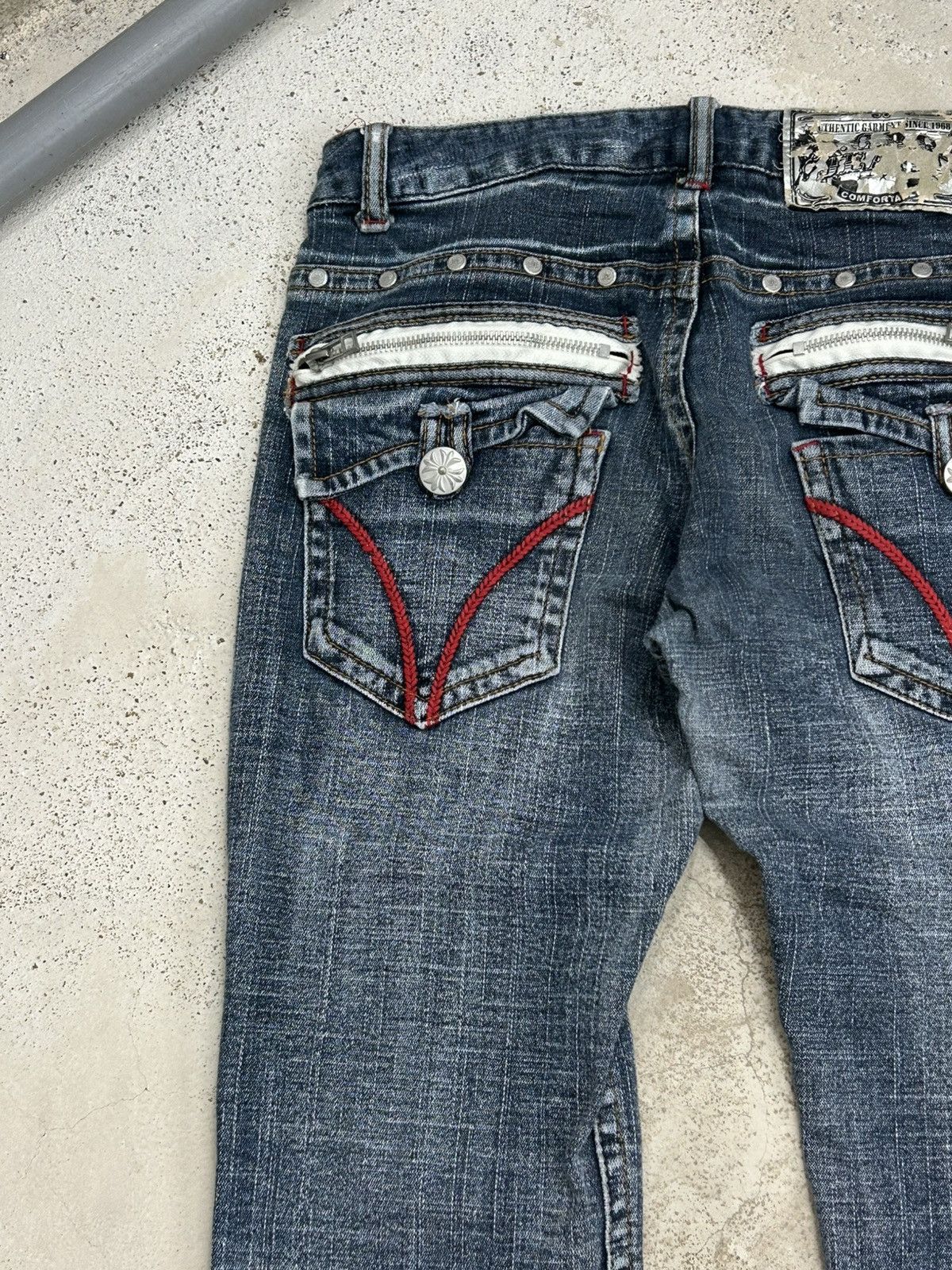 GOSTAR DE FUGA Flare BCBG Bootcut Distressed Fade Washed Button Studded Size US 30 / EU 46 - 13 Thumbnail