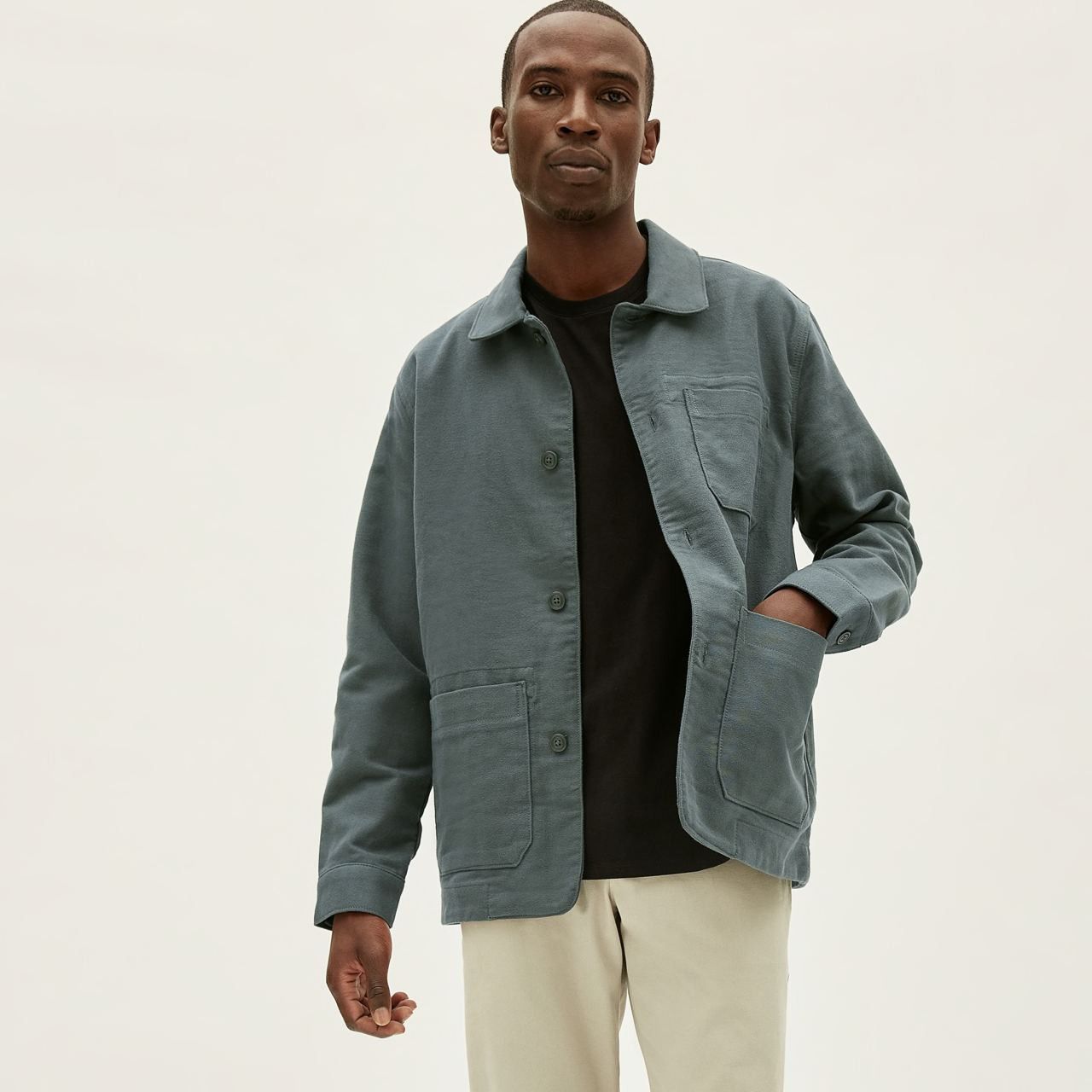 Le Laboureur × Vetra × Vintage Rare 70s Worker German collared button jacket Size US L / EU 52-54 / 3 - 5 Thumbnail