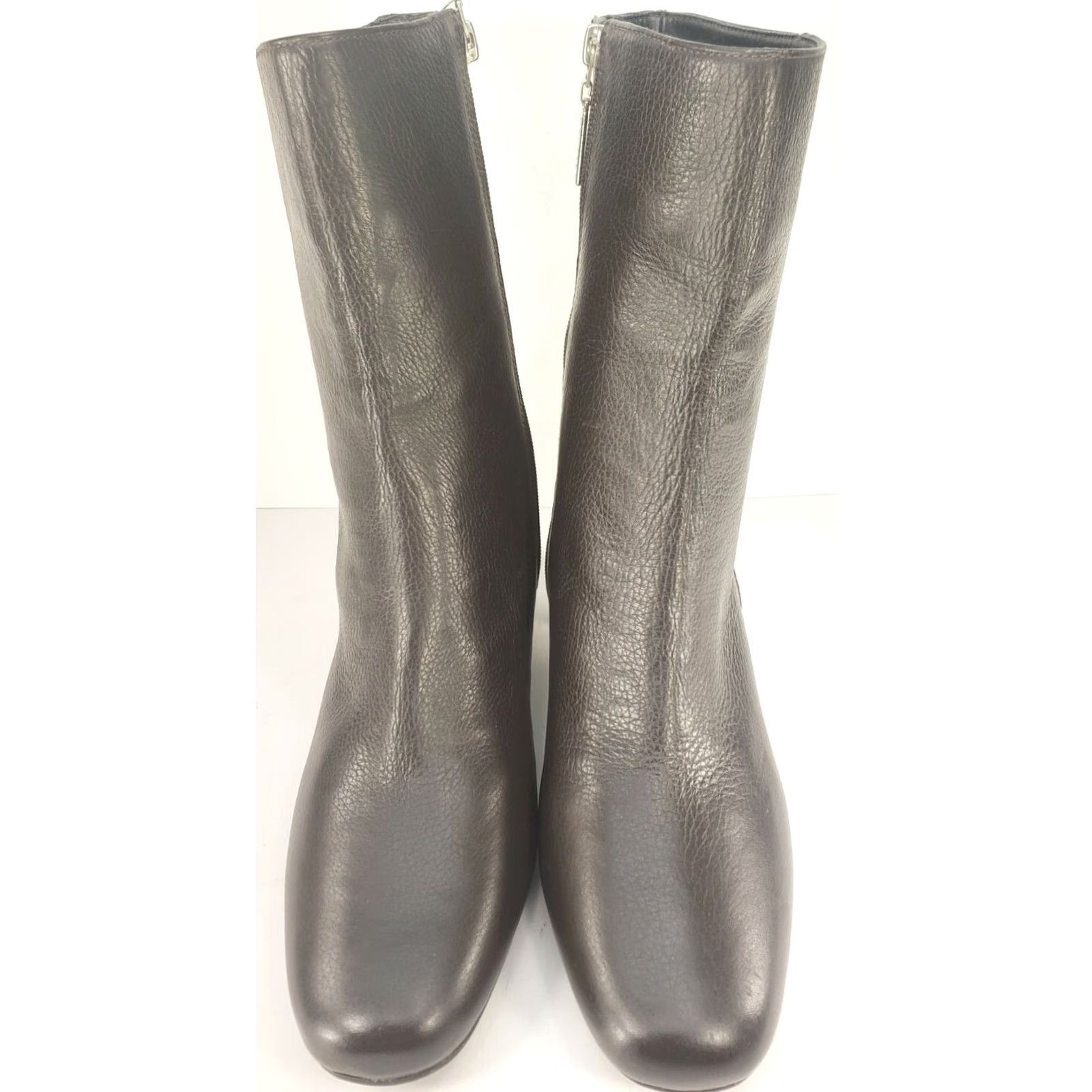Vintage Munro Women's Brown Leather Side Zip Ankle Bootie Bootie Square Toe Mid Adult 10 US 37.5 EU Mens Womens Girls Size US 10 / IT 40 - 3 Thumbnail