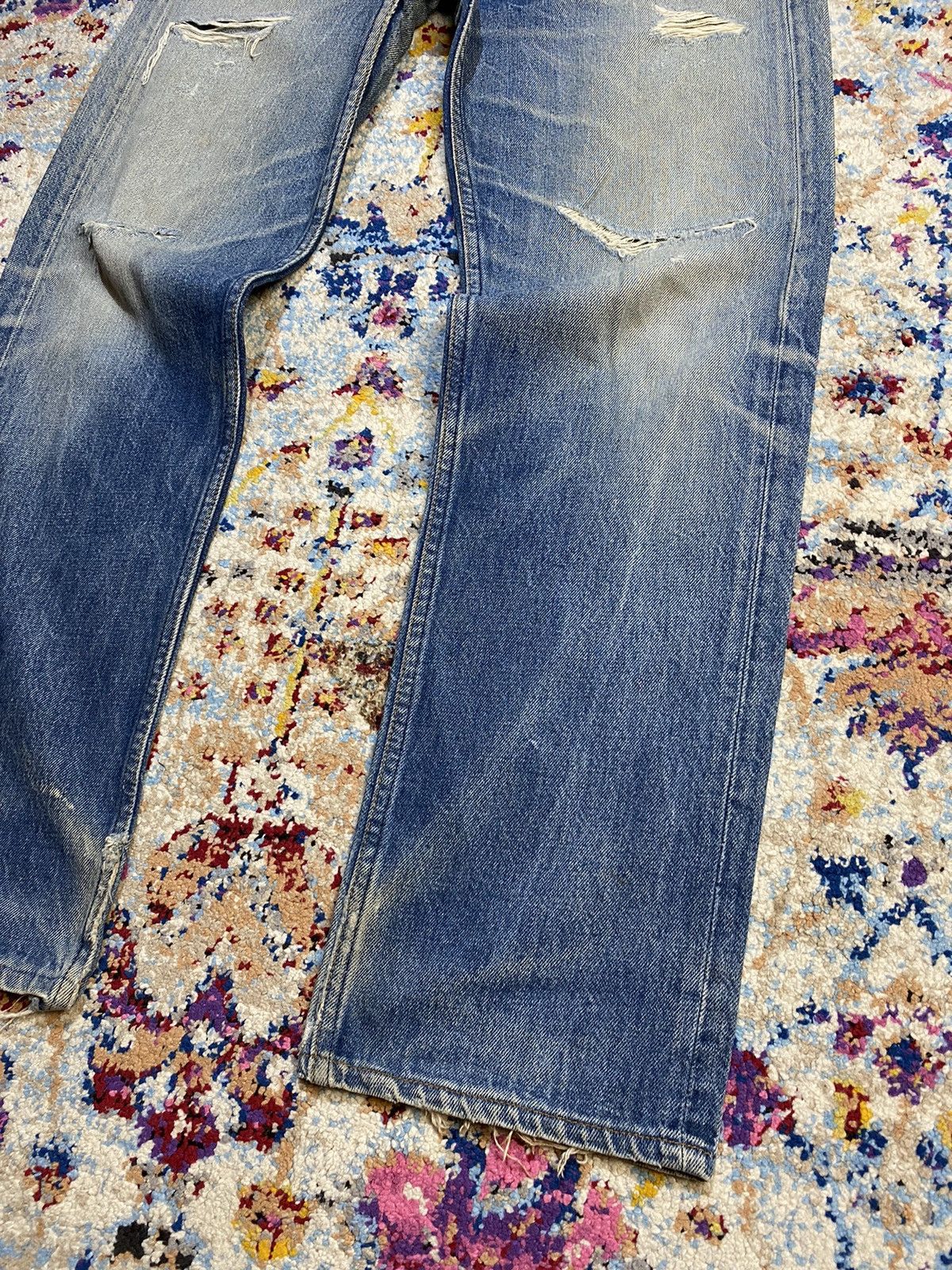 Levi's × Vintage 1980s Levis 501 Slim Fit Button Fly Distressed Blue Jeans Size US 32 / EU 48 - 10 Thumbnail