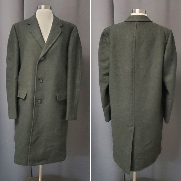 image of Vintage 50S Union Dark Olive Green Barleycorn Tweed Trench, Men's (Size XL)