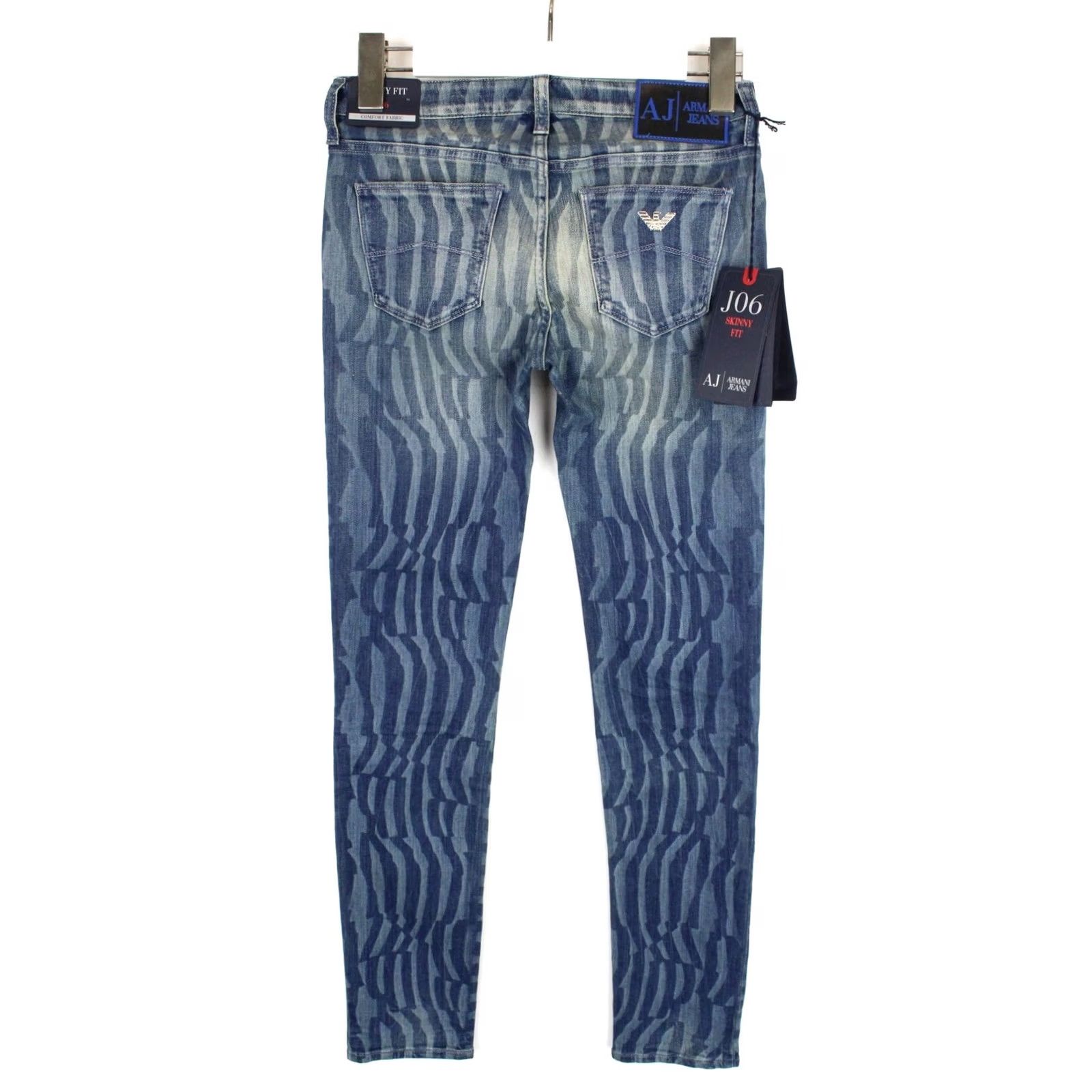Vintage ARMANI Jeans Skinny Fit Jeans Women's W23 Zip Fly Patterned Logo Blue Jeans Skinny Women Size 40" / US 18 - 2 Thumbnail
