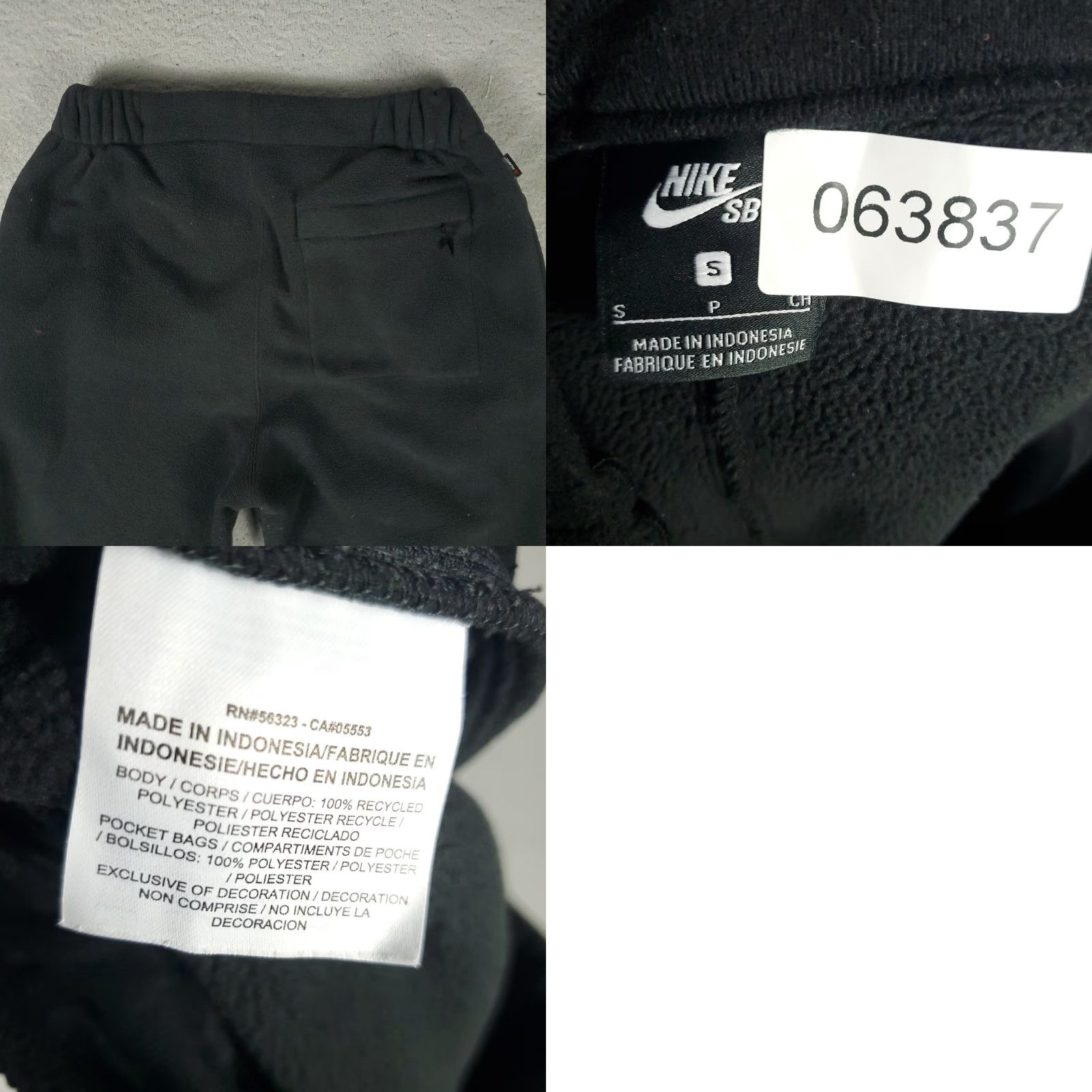 Nike Nike Pants Mens Small Black/Gray Polartec Fleece Swoosh Track Joggers Sweatpants Size US 29 - 8 Thumbnail