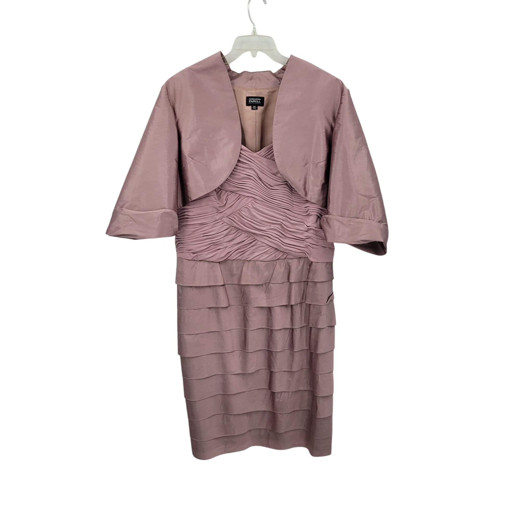 Adrianna Papell Adrianna Papell Plus Sz 22W Mauve Pink Tiered Ruffle Layered Size 3XL / US 20-22 - 13 Thumbnail