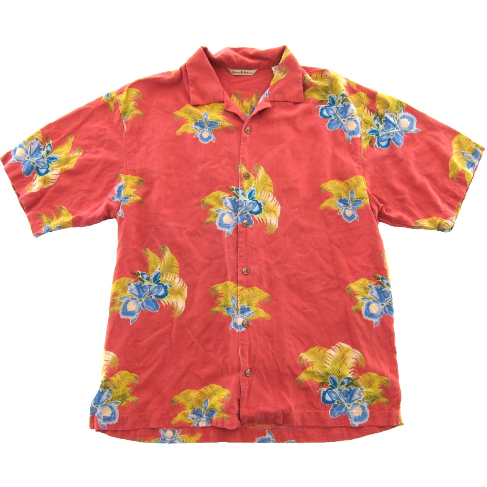 Tommy Bahama Tommy Bahama 100% Silk Pink Blue Yellow Short Sleeve Hawaiian Shirt Men Medium Size US M / EU 48-50 / 2 - 2 Thumbnail