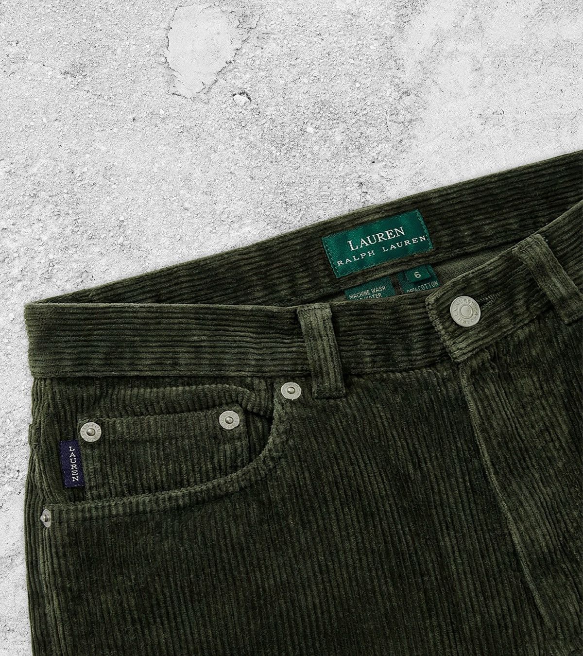 Lauren Ralph Lauren Corduroy Olive Shiny Pants LAUREN by RALPH LAUREN 6 Size 28" / US 6 / IT 42 - 2 Thumbnail