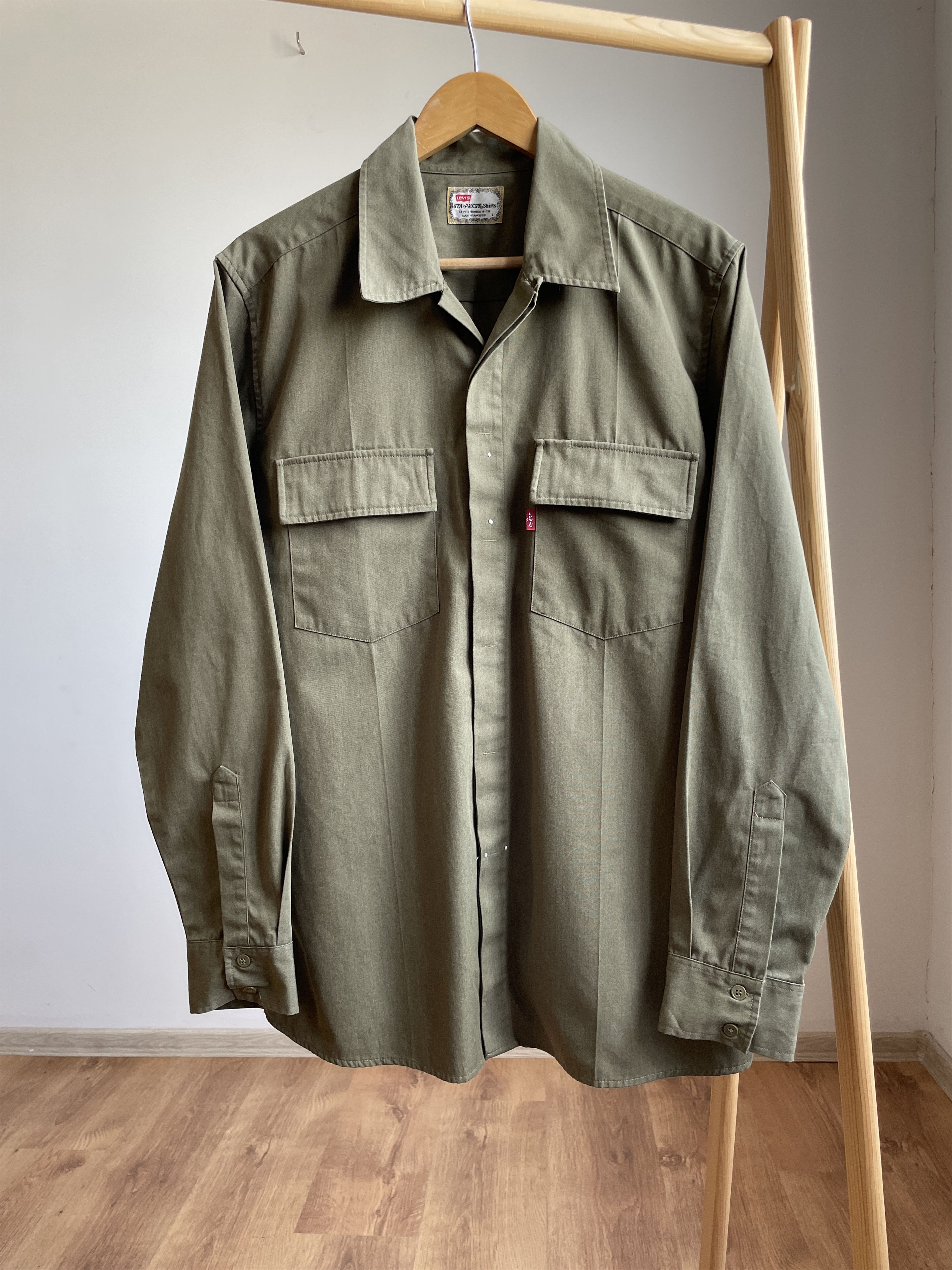 Levi's Levi's Sta-Prest Vintage Military Camp Collar Shirt Size L Size US L / EU 52-54 / 3 - 1 Thumbnail