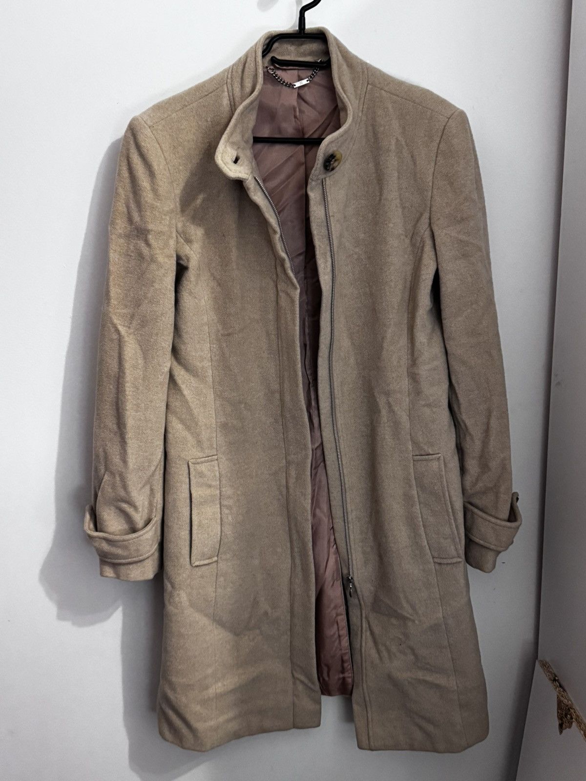 NEXT Next Wool & Cashmere Blend Beige Coat Woolmark Luxury Size M / US 6-8 / IT 42-44 - 3 Thumbnail