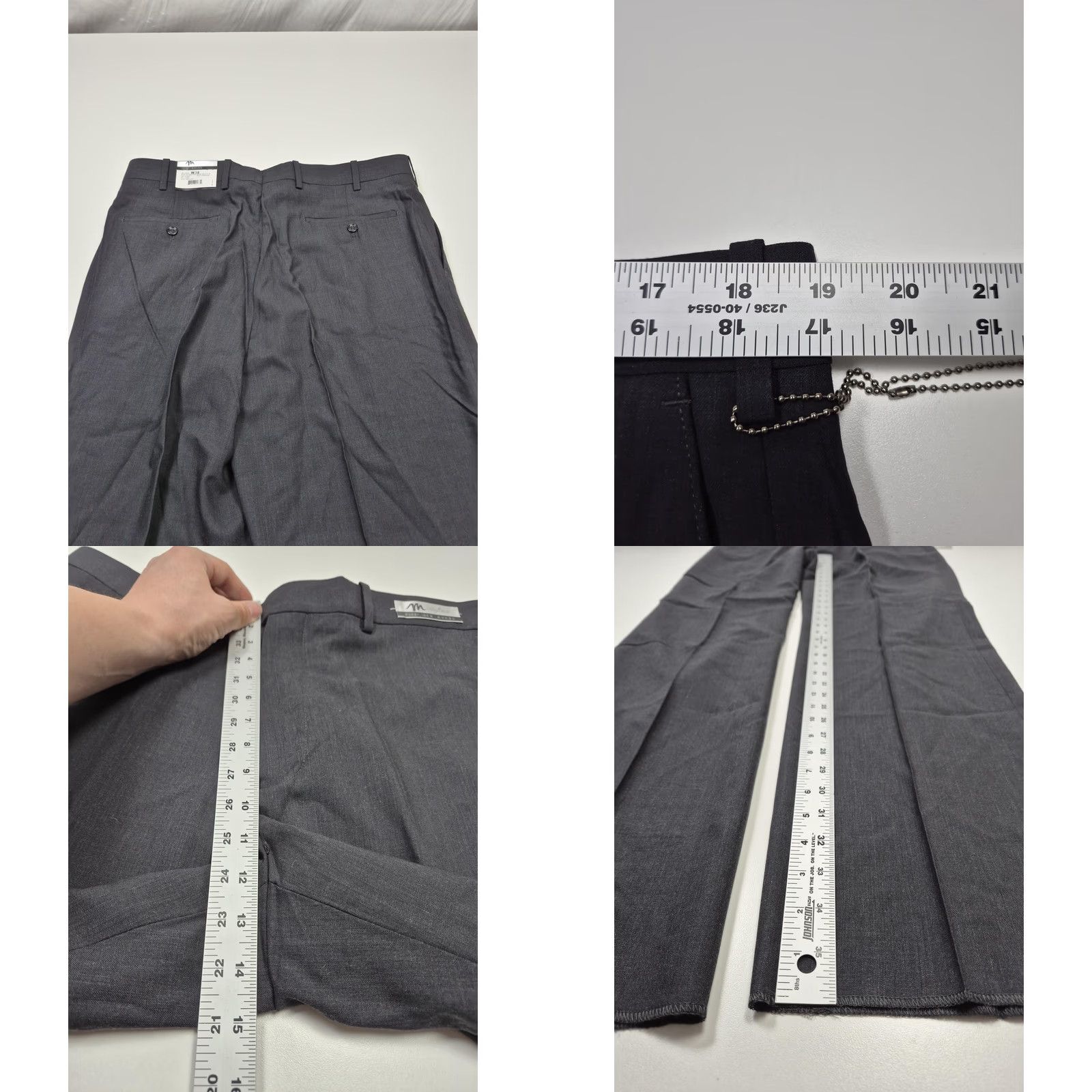 Vintage Montefino Pants Mens 38x36 Gray Wool Dress Front Pleated Classic Formal NWT Mondo 120s Size US 38 / EU 54 - 8 Thumbnail