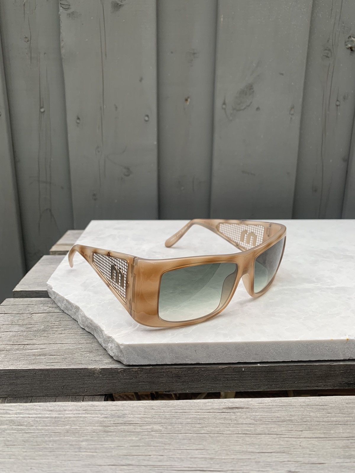 Miu Miu × Prada × Vintage 2000s Miu Miu Sunglasses Mesh Side Y2K Vintage Prada SMU01H Size ONE SIZE - 16 Thumbnail