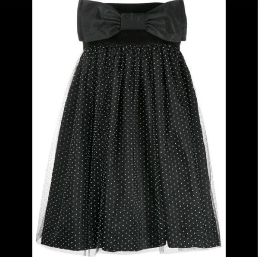 image of Brognano Black Dress With Bow And Polka-Dot Dress, Women's (Size Small)
