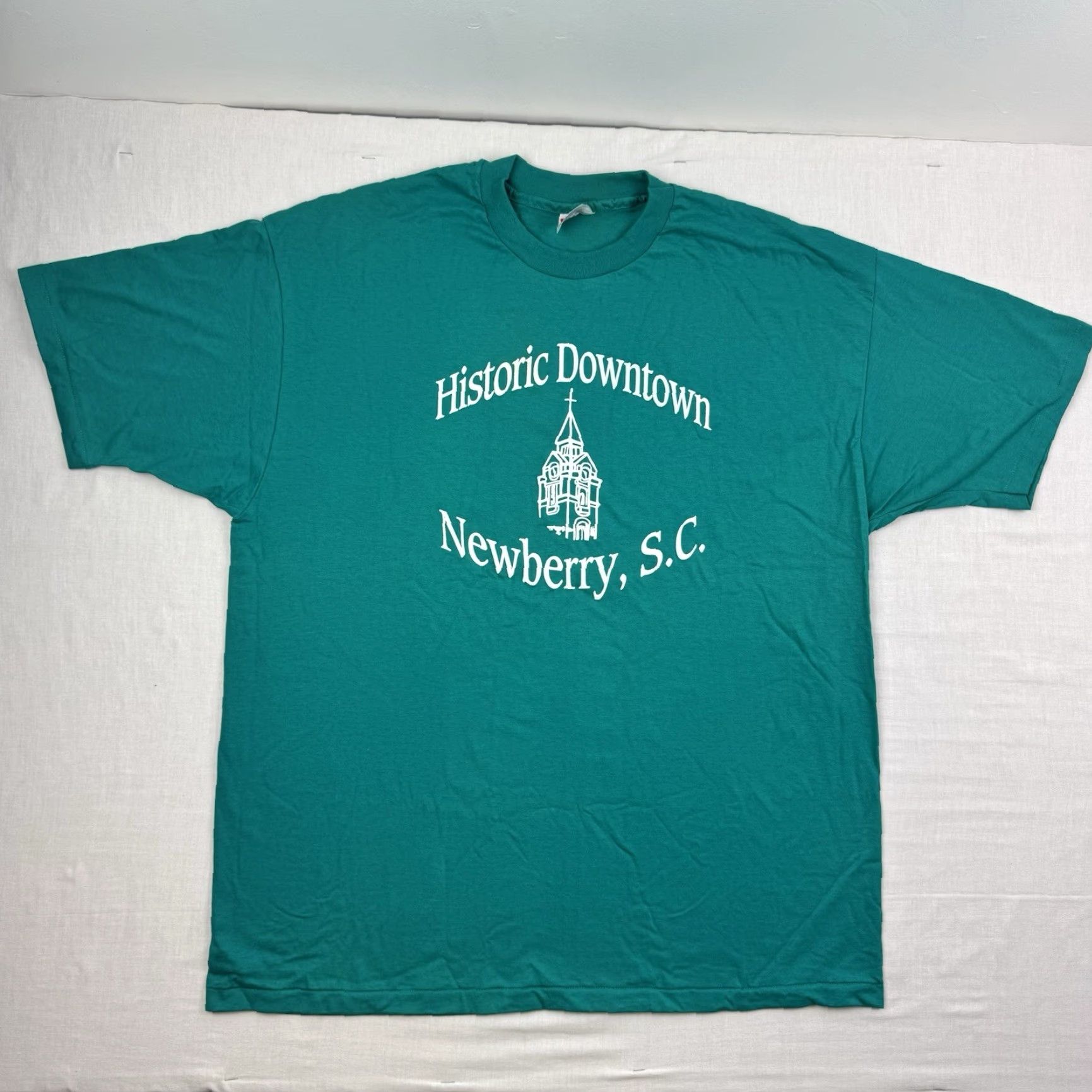 Hanes Vintage Hanes Men's 90s Blue T-Shirt 2XL Short Sleeve Crew Neck Solid Downtown Newberry SC Size US XXL / EU 58 / 5 - 2 Thumbnail