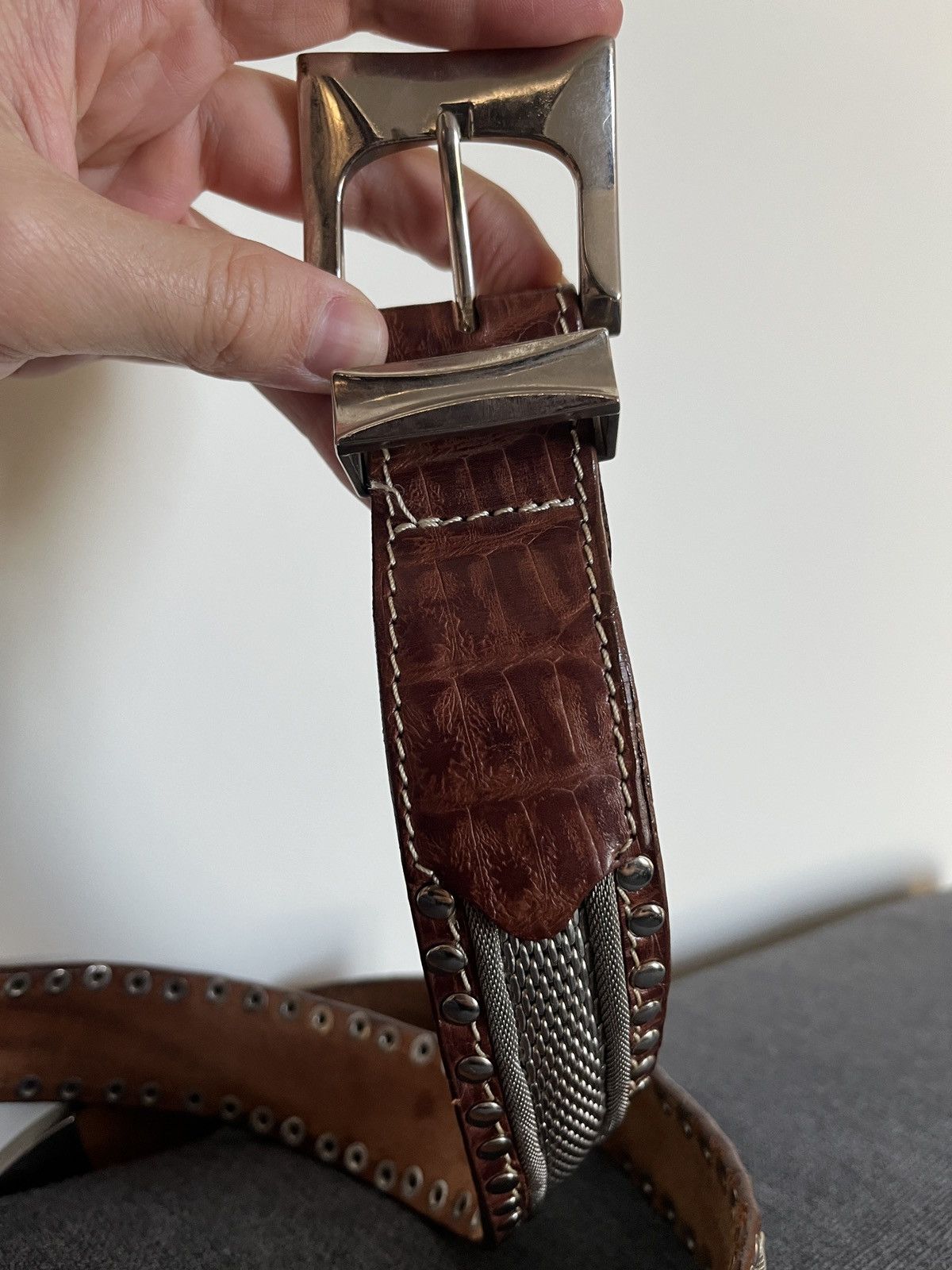 Cowboy Equipment Cheval Design Studio Super Heavy Leather Metallic Belt Size ONE SIZE - 6 Thumbnail