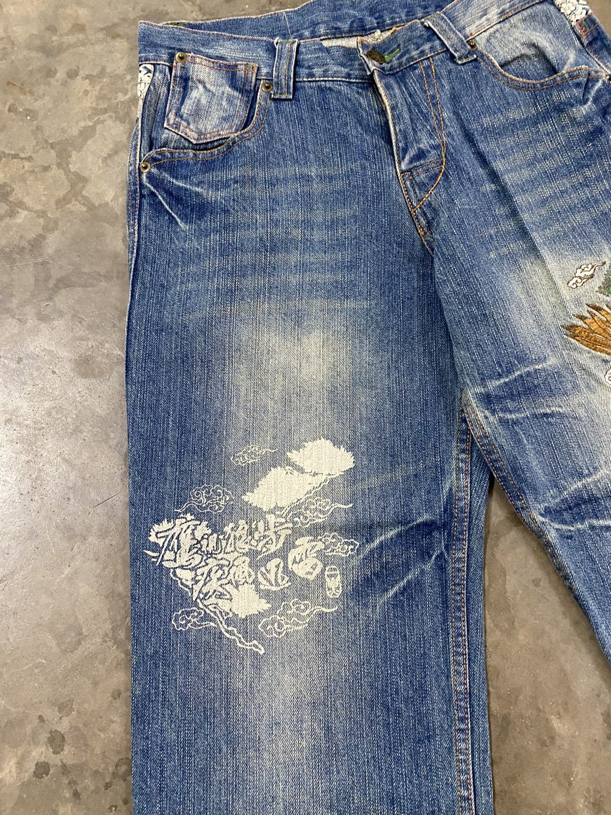 Dragonfly × Hysteric Glamour × Japanese Brand Baggy Jeans Japanese Karakuri Embroidered Eagle @239act Size US 30 / EU 46 - 4 Thumbnail
